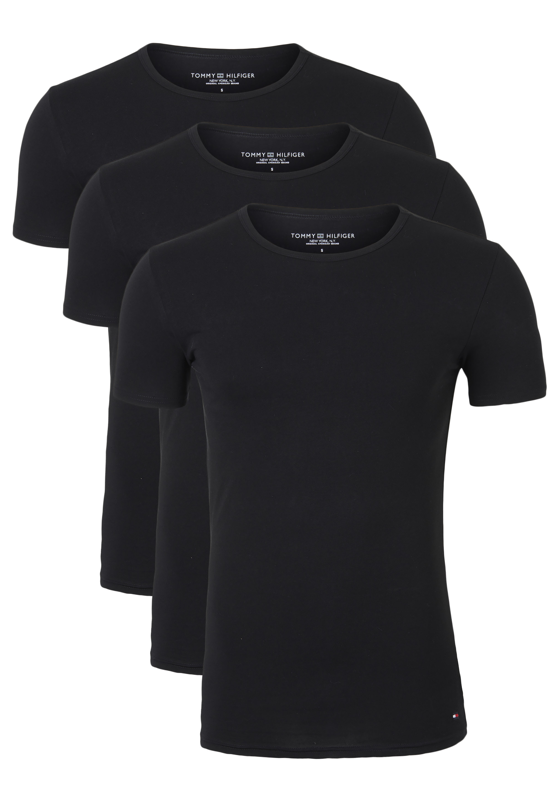 Tommy Hilfiger Cotton stretch T-shirts (3-pack), heren T-shirts O-hals, zwart  Tommy Hilfiger Cotton stretch T-shirts (3-pack), heren T-shirts O-hals, zwart