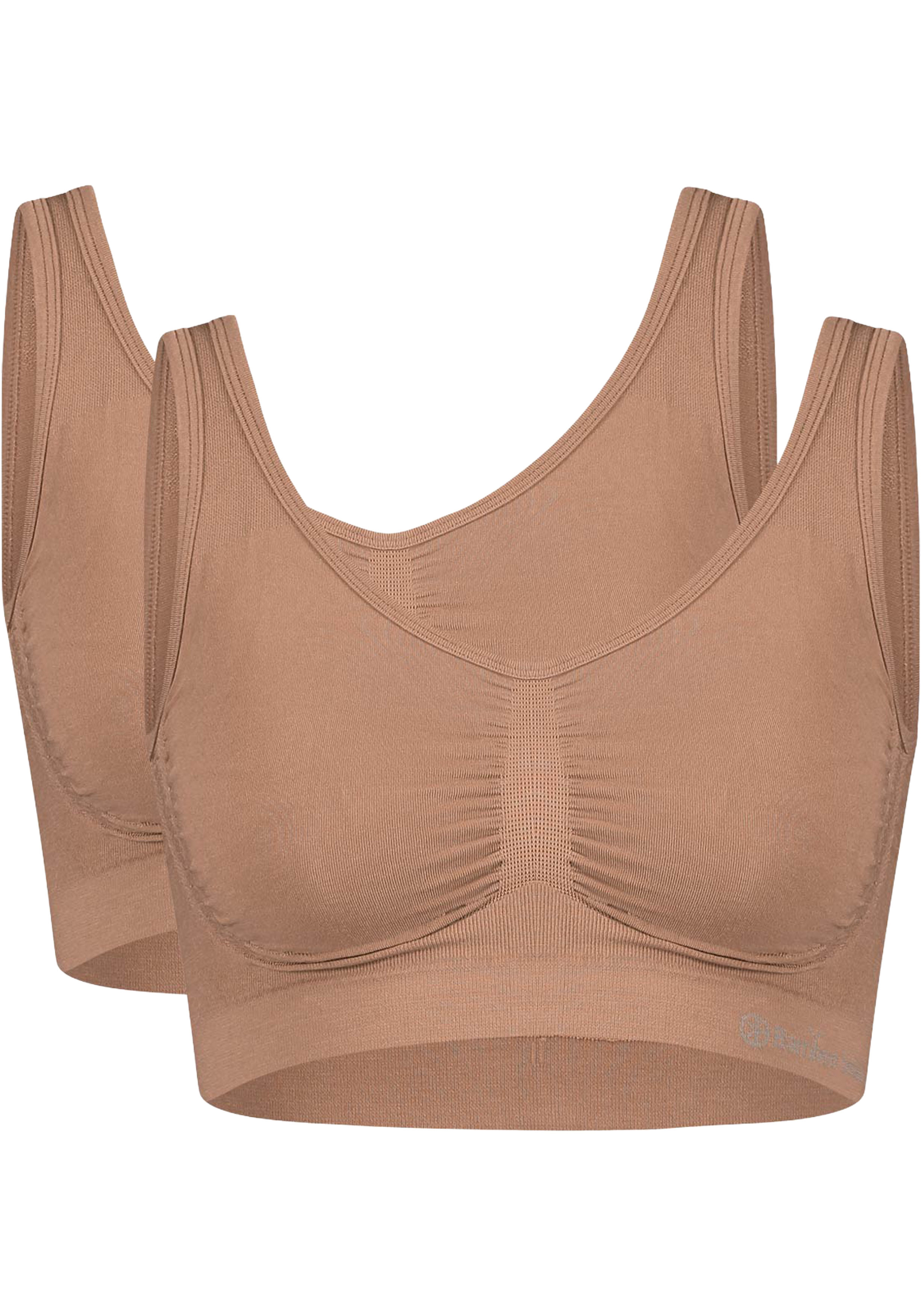 Bamboo Basics Nova seamless bra (2-pack), dames beugelloze BH naadloos, beige