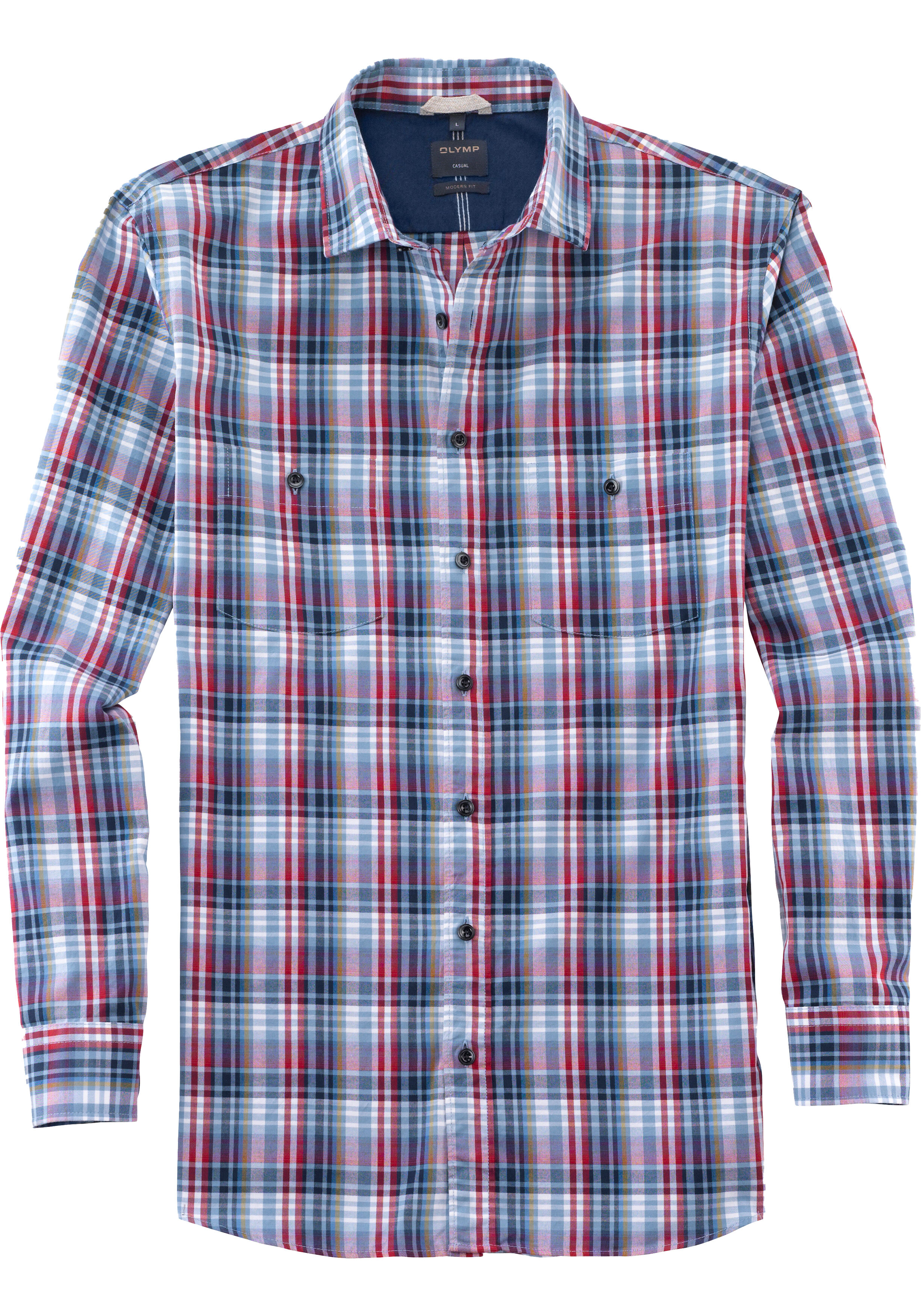 OLYMP Casual modern fit overhemd, twill, rood geruit