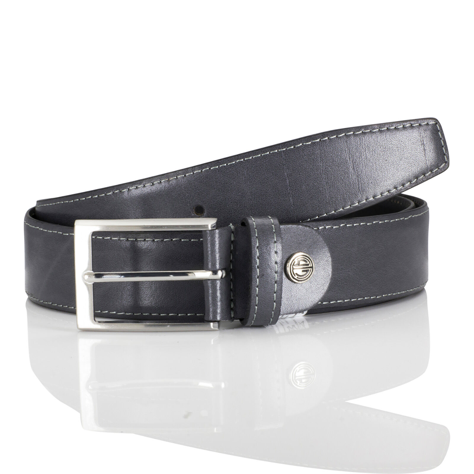 LINDENMANN leren heren riem, grijs