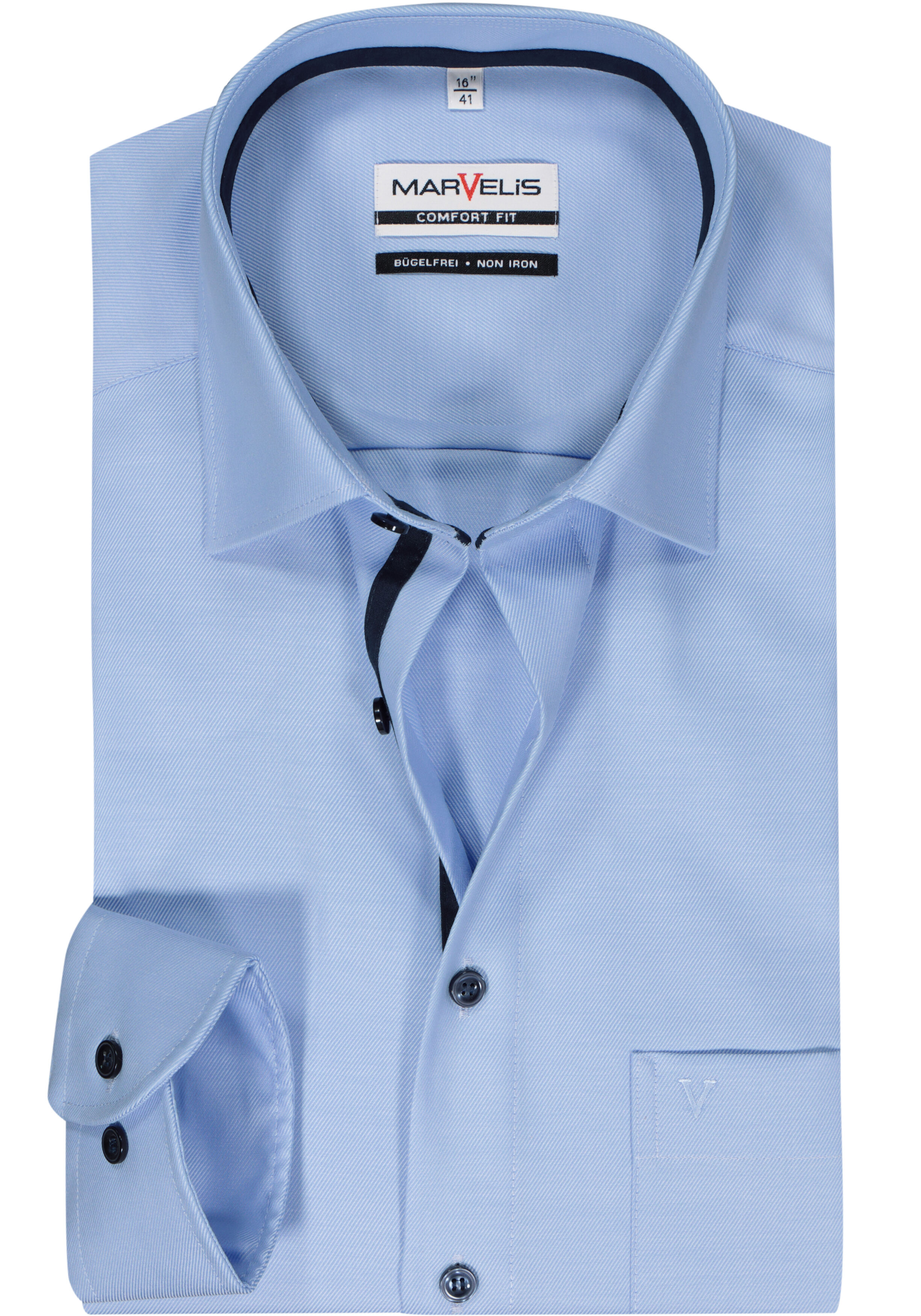 MARVELIS comfort fit overhemd, twill, lichtblauw