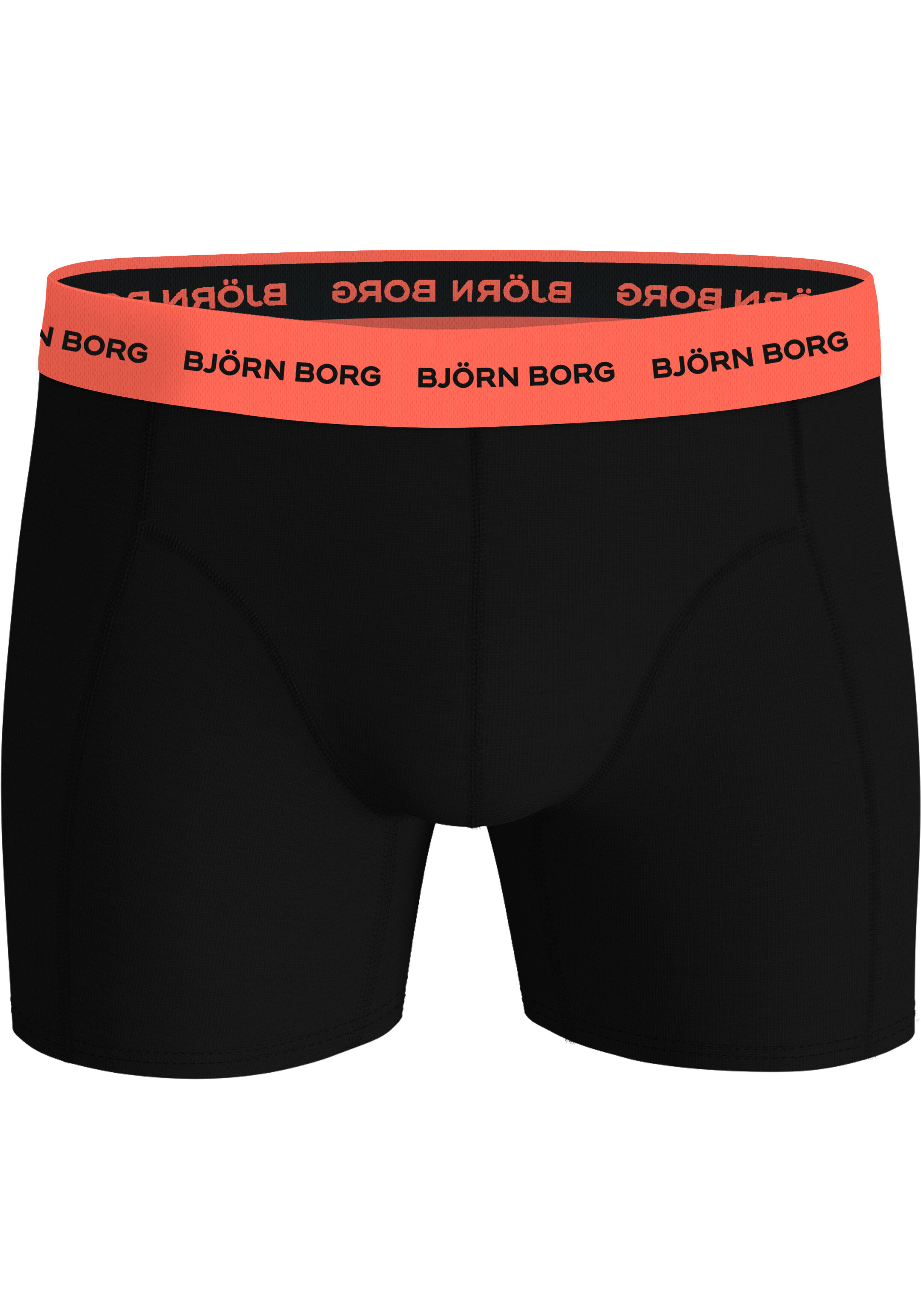 Bjorn Borg Cotton Stretch boxers, heren boxers normale lengte (3-pack), zwart, oranje dessin en donkerblauw