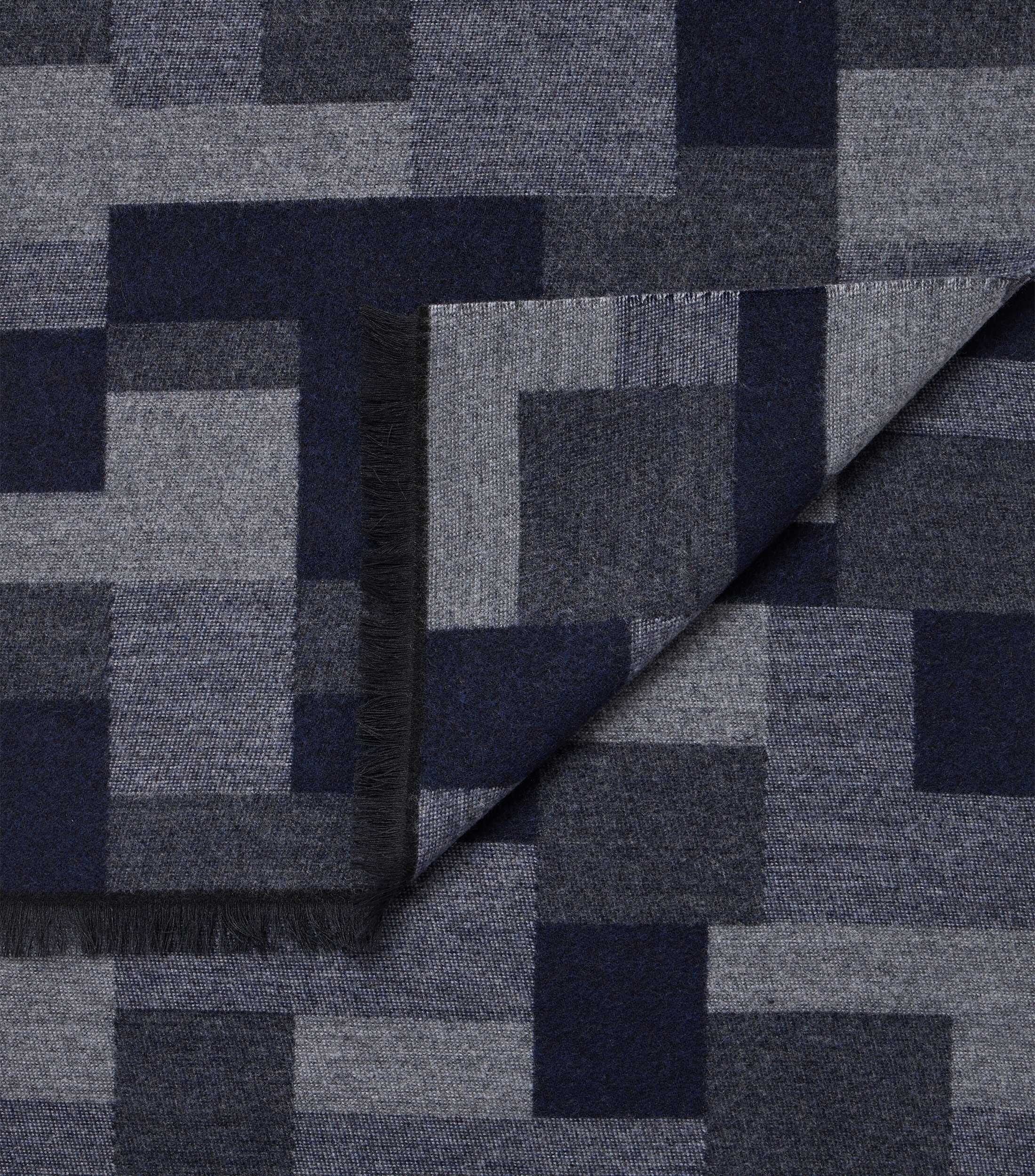 CASA MODA sjaal, grijs, donkerblauw dessin