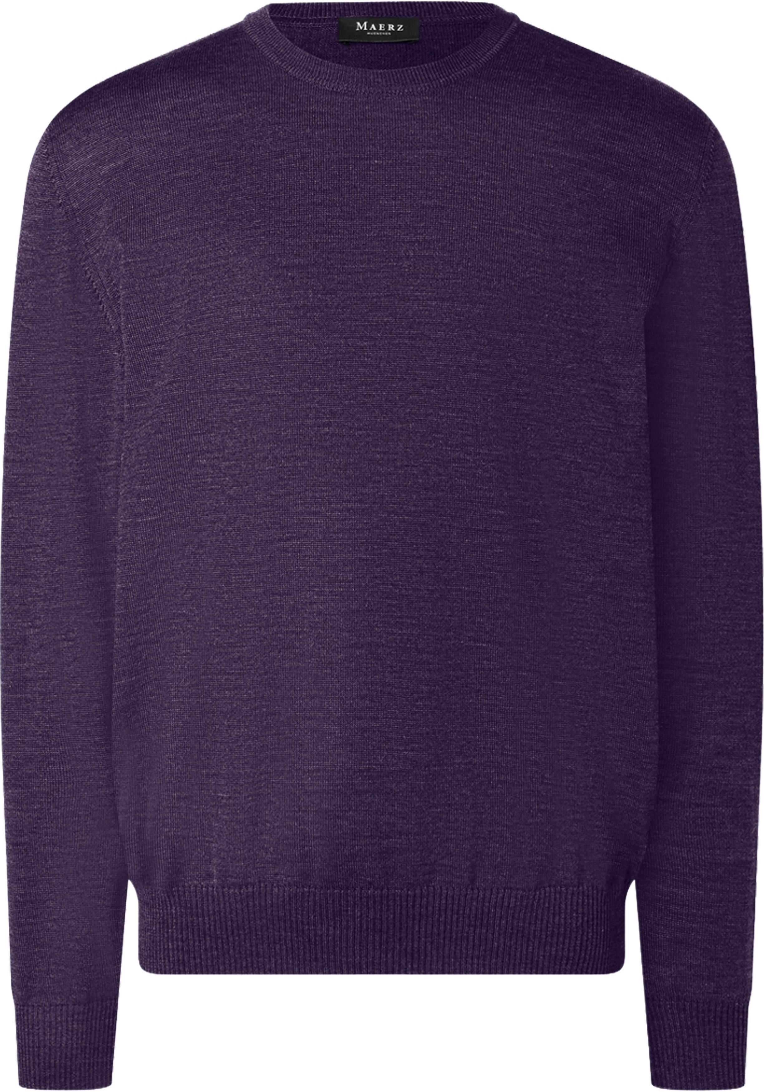 MAERZ Classic Fit heren trui met O-hals wol, paars