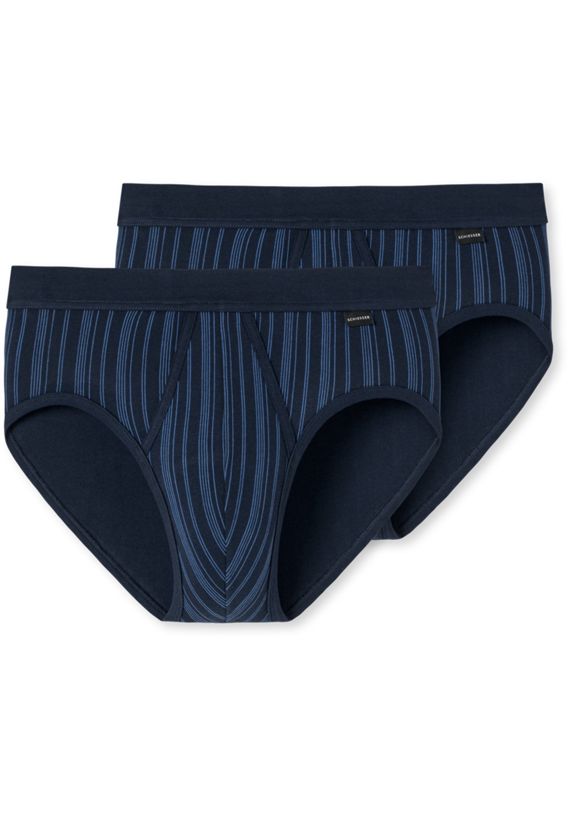 2-4007065656797-schiesser-slip-2p_HR SCHIESSER Original Classics sportslips (2-pack), Feinripp met gulp, donkerblauw gestreept