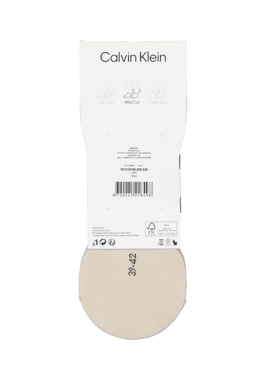 5-8720245218498_ck_sok_2p_HR Calvin Klein Luca herensokken (2-pack), onzichtbare sneakersokken, beige
