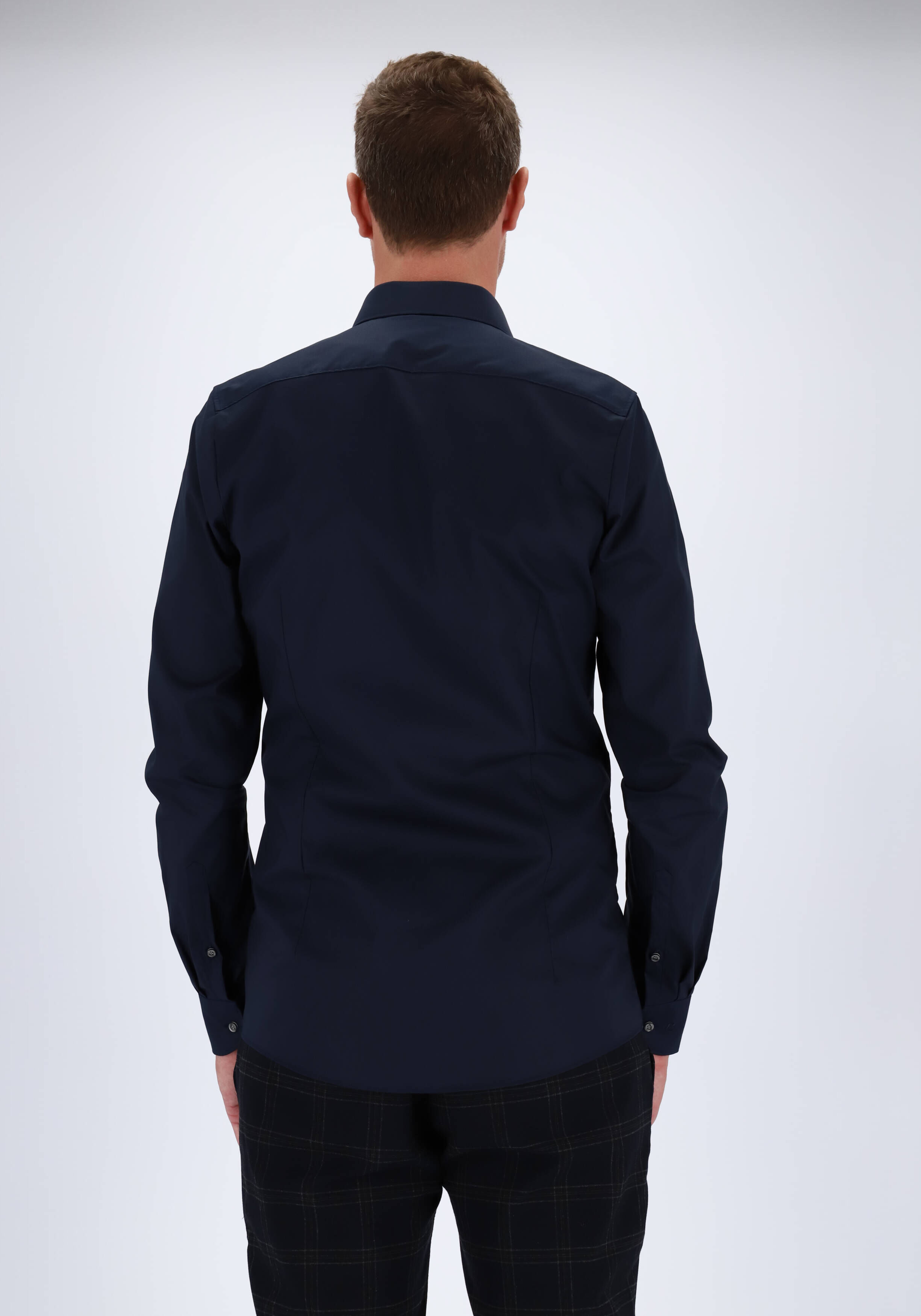 OLYMP Level 5 body fit overhemd, mouwlengte 7, nacht blauw