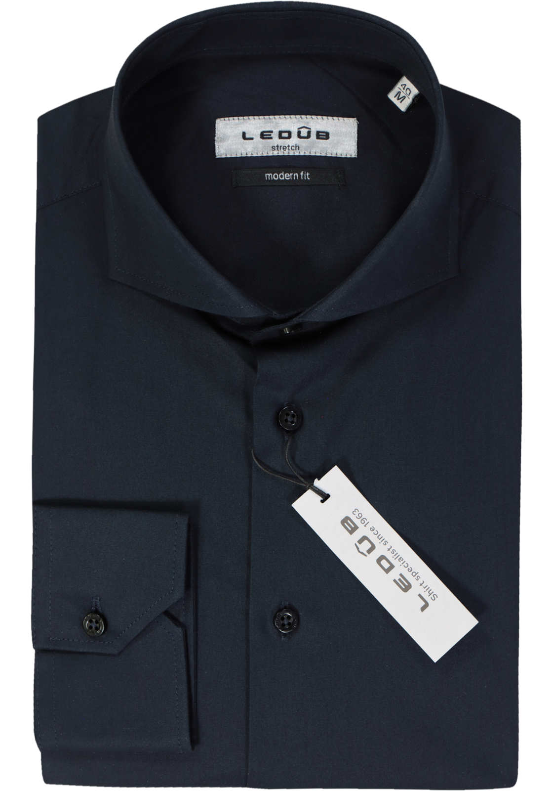 Ledub modern fit overhemd, donkerblauw stretch Ledub modern fit overhemd, donkerblauw stretch