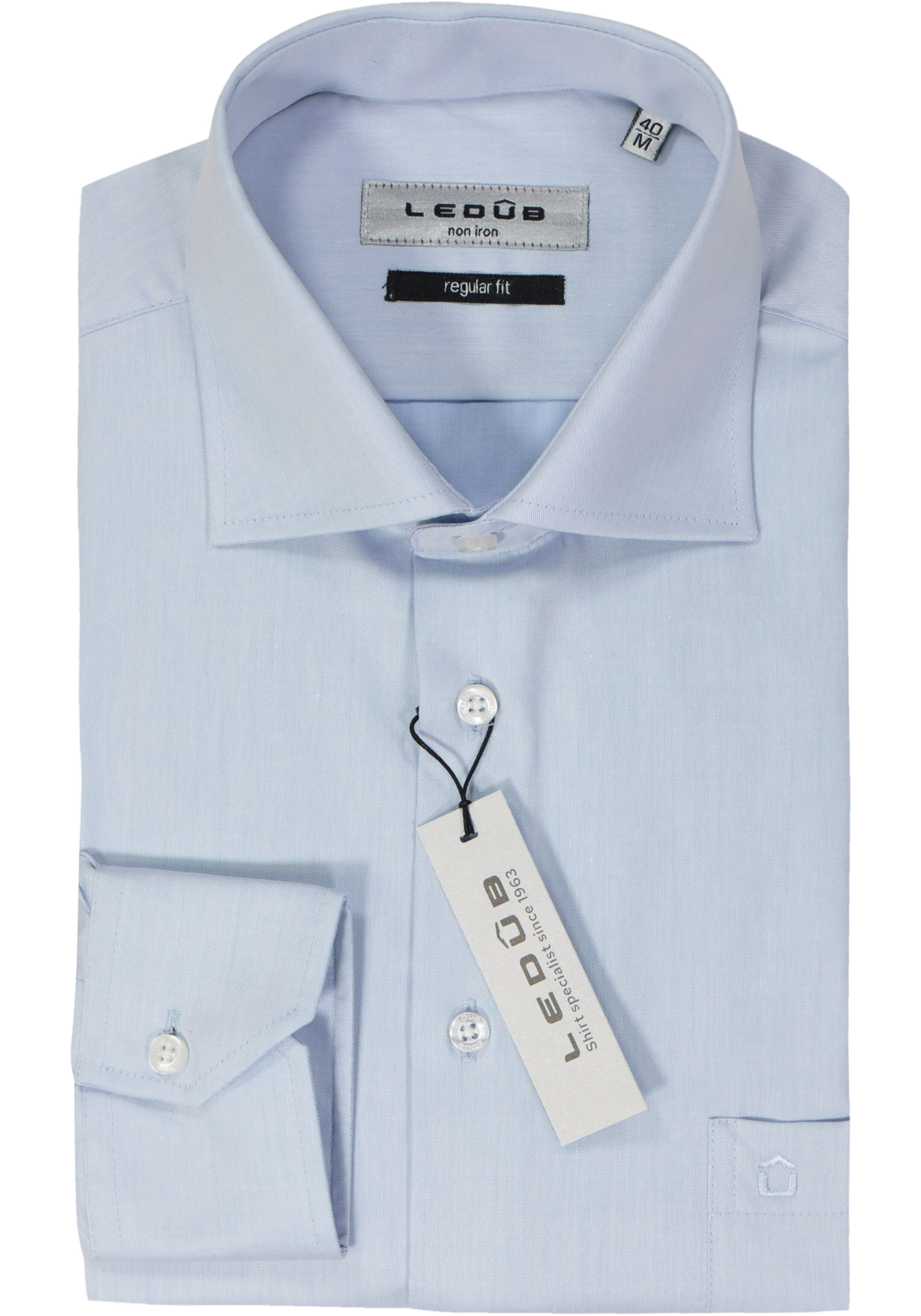 Ledub regular fit overhemd, lichtblauw twill 