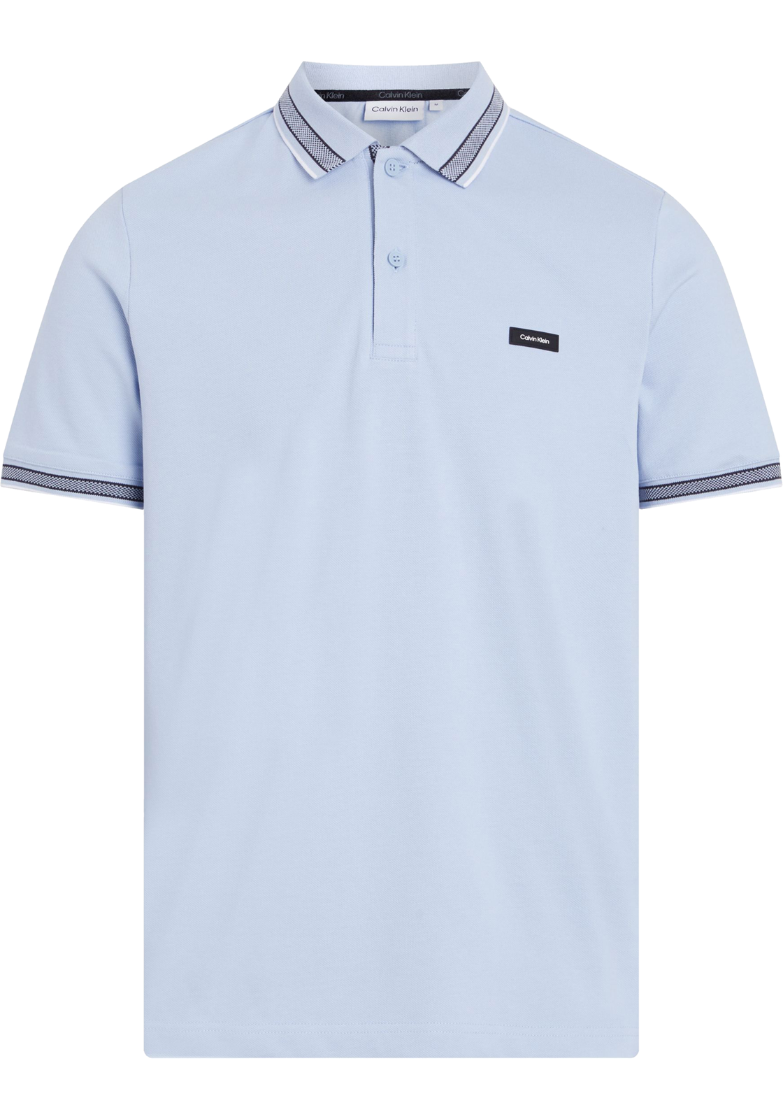 1-8720109231496-calvin_klein-polo-V24_HR Calvin Klein Stretch Pique Multi Tipping Slim Polo, heren poloshirt, lichtblauw