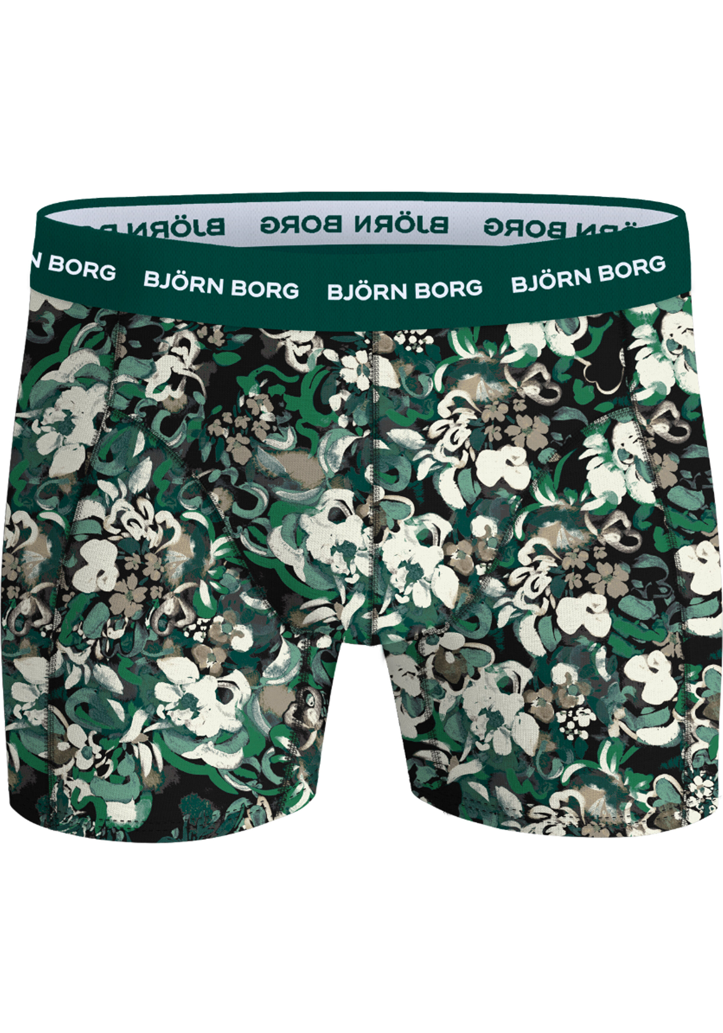 Bjorn Borg Cotton Stretch boxers, heren boxers normale lengte (3-pack), groen dessin, citroenen print en zwart met groen en wit dessin