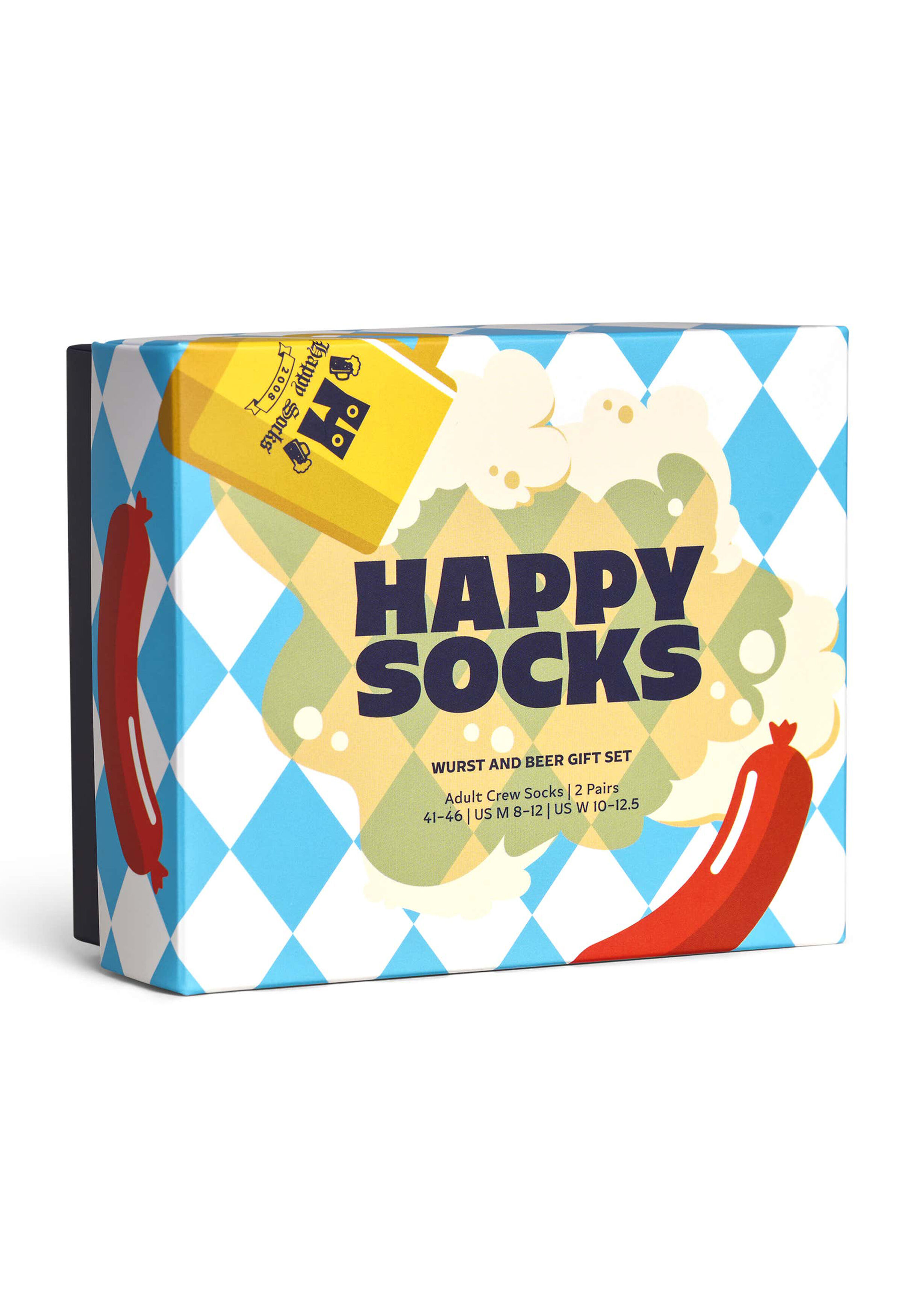 Happy Socks Wurst And Beer Socks Gift Set (2-pack), unisex sokken in cadeauverpakking, lichtblauw