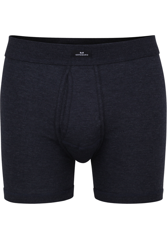 Gotzburg heren boxer lang met gulp (1-pack), middenblauw gestreept Gotzburg heren boxer lang met gulp (1-pack), middenblauw gestreept