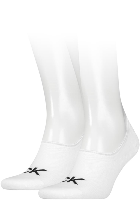 Calvin Klein Footie High Cut Logo (2-pack), heren onzichtbare sokken, wit dessin Calvin Klein Footie High Cut Logo (2-pack), heren onzichtbare sokken, wit dessin