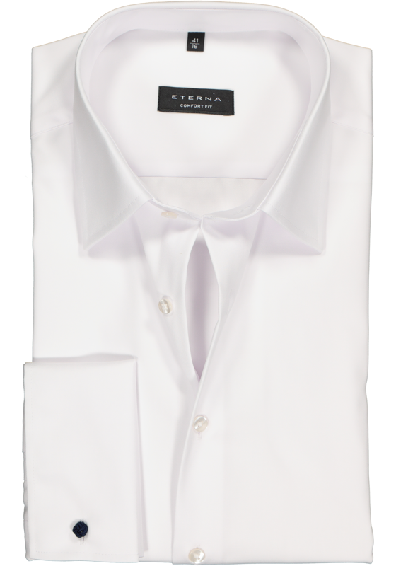 ETERNA comfort fit overhemd, dubbele manchet, niet doorschijnend twill heren overhemd, wit ETERNA comfort fit overhemd, dubbele manchet, niet doorschijnend twill heren overhemd, wit