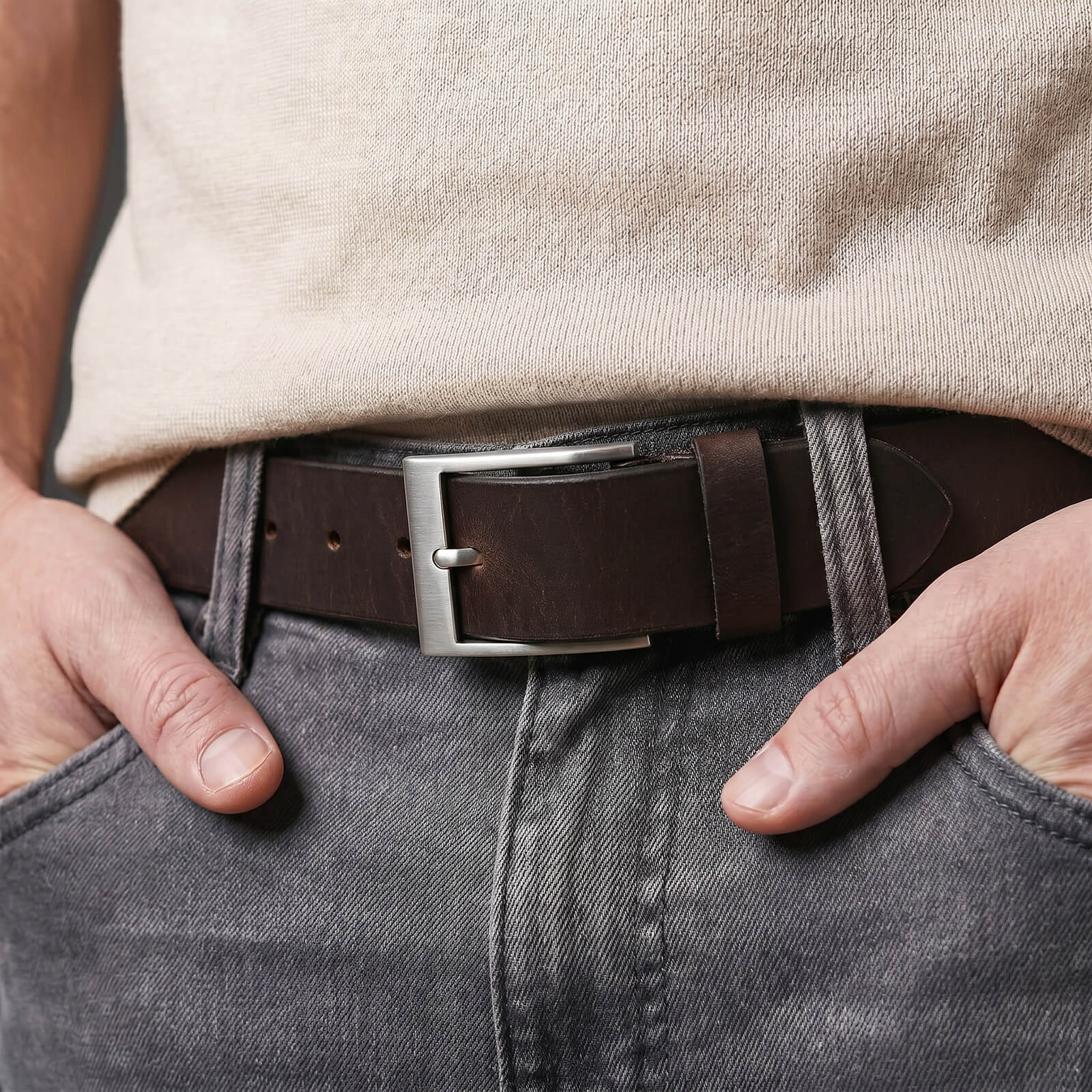 LINDENMANN leren heren riem, bruin