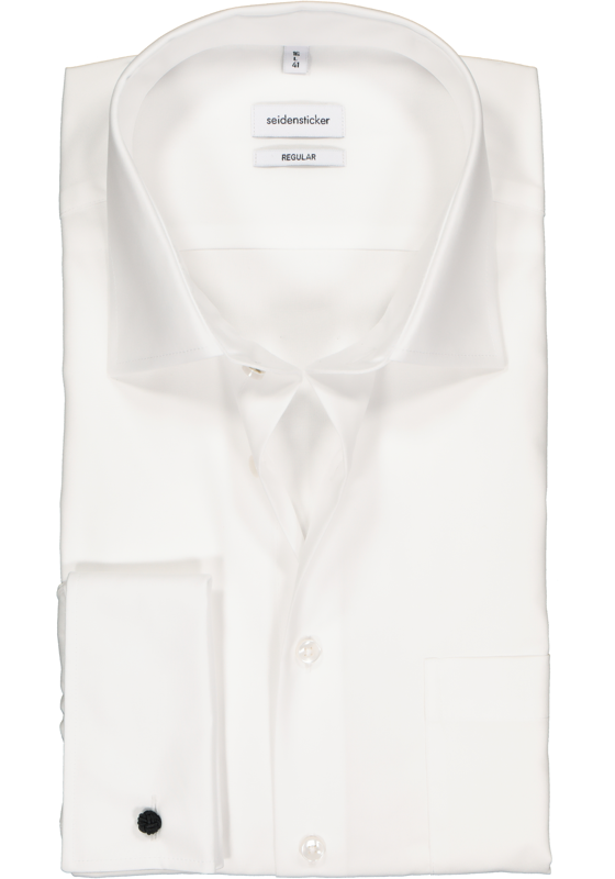 Seidensticker regular fit overhemd, dubbele manchet, wit Seidensticker regular fit overhemd, dubbele manchet, wit