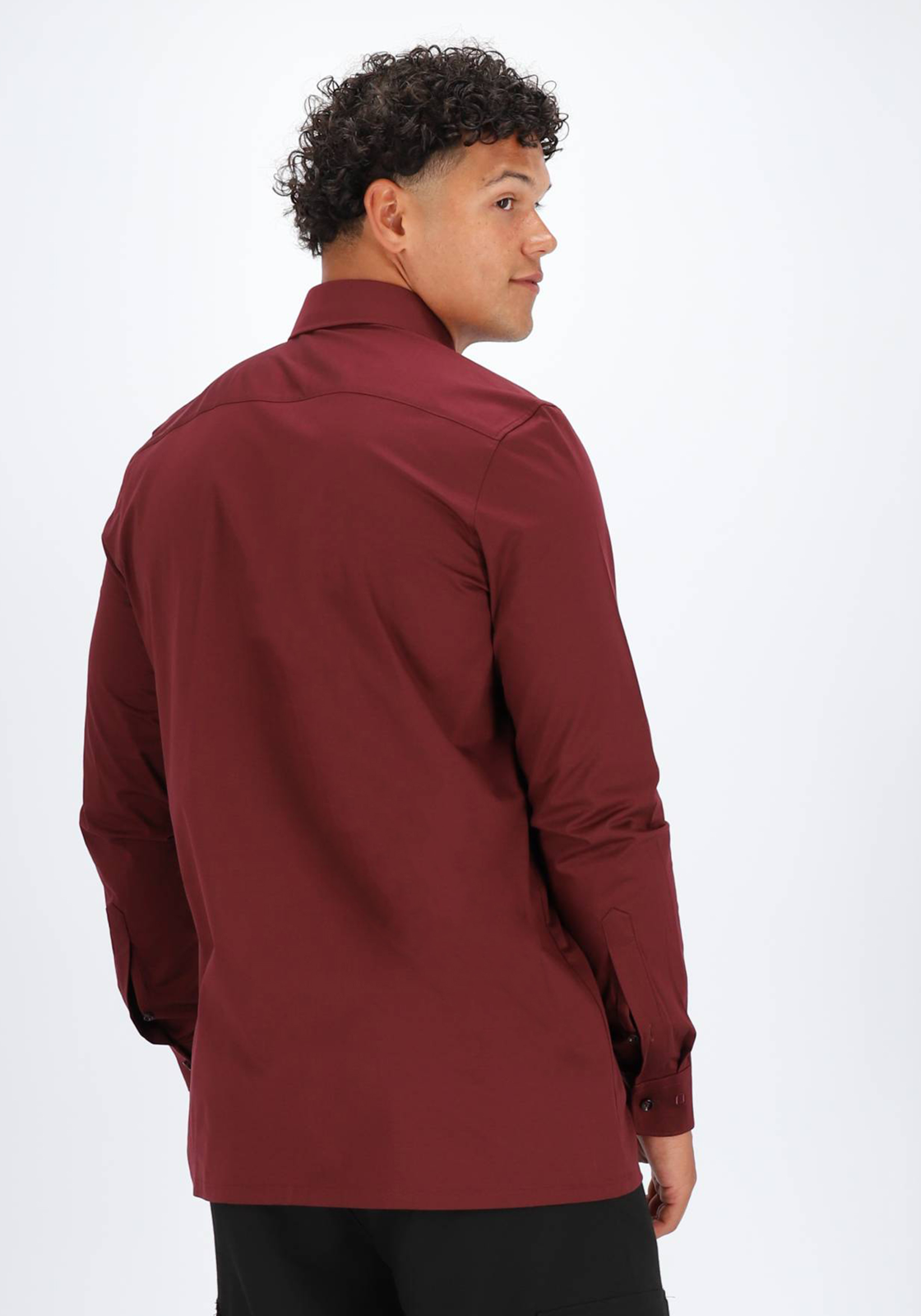 OLYMP 24/7 Luxor modern fit overhemd, tricot, donker rood OLYMP 24/7 Luxor modern fit overhemd, tricot, donker rood