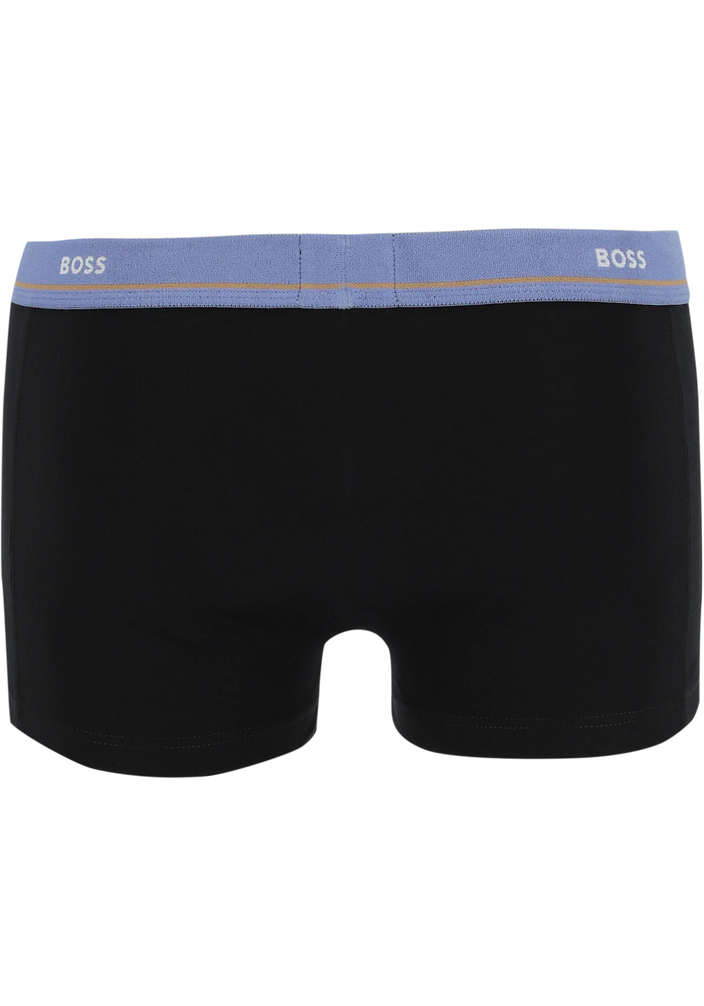 HUGO BOSS Essential trunks (5-pack), heren boxers kort, zwart met gekleurde tailleband