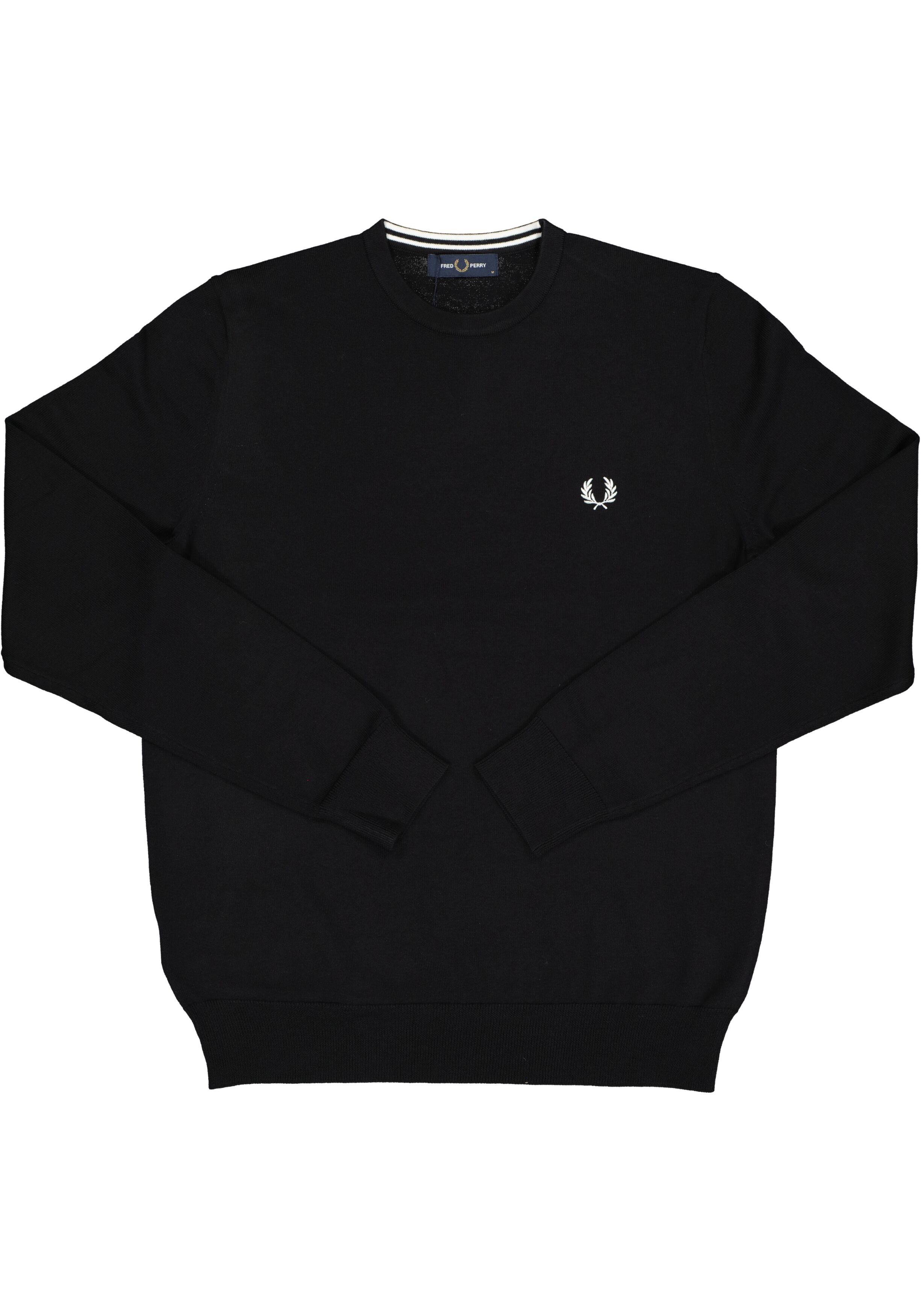 Fred Perry O-hals trui wol, zwart