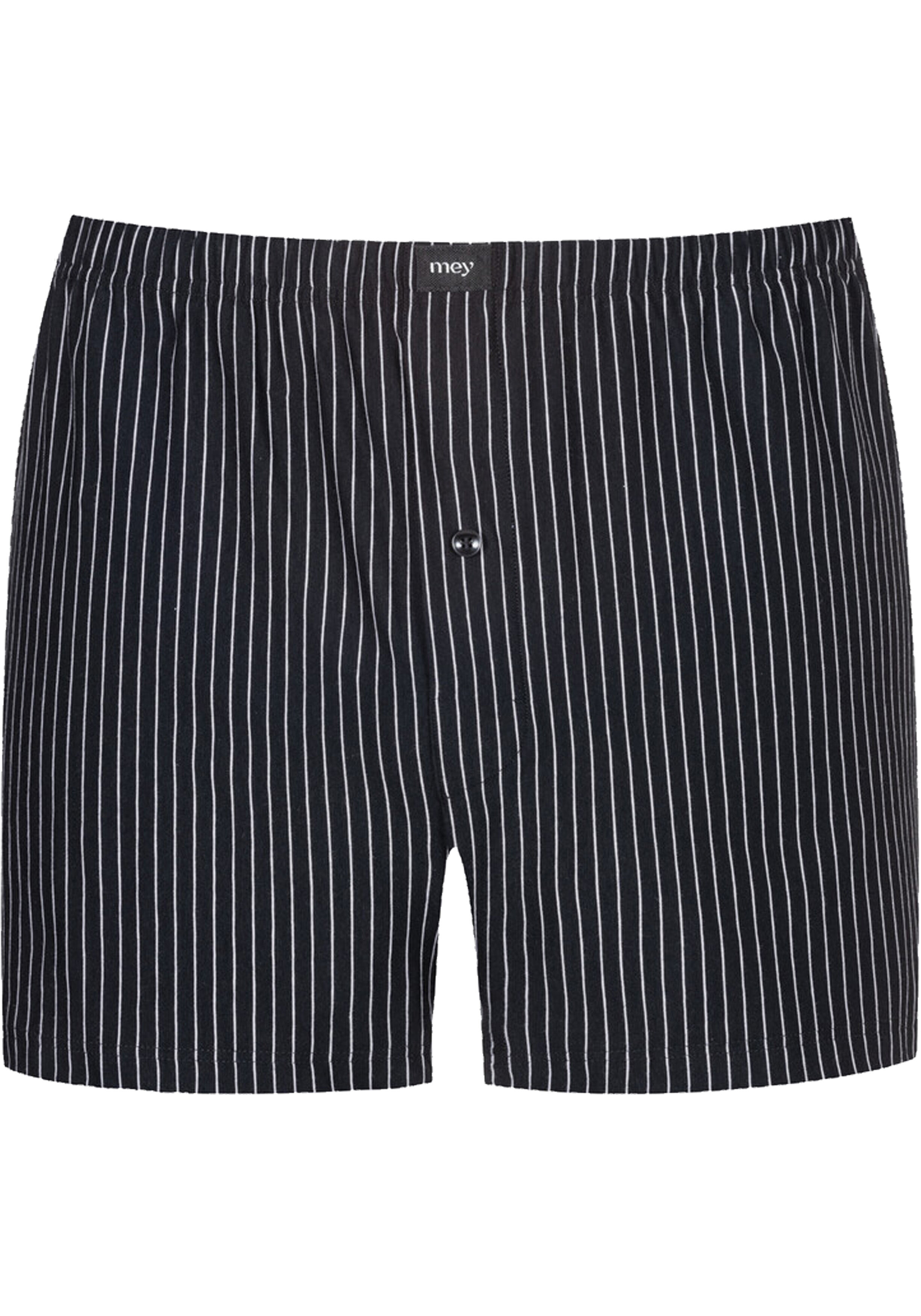 Mey heren boxer short BC stripes, boxershort wijd normale lengte met gulp, zwart