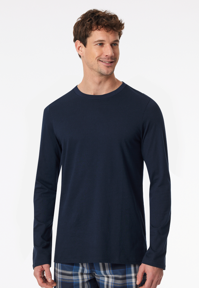 SCHIESSER Mix + Relax Shirt 1/1 arm, heren T-shirt lange mouw, nachtblauw