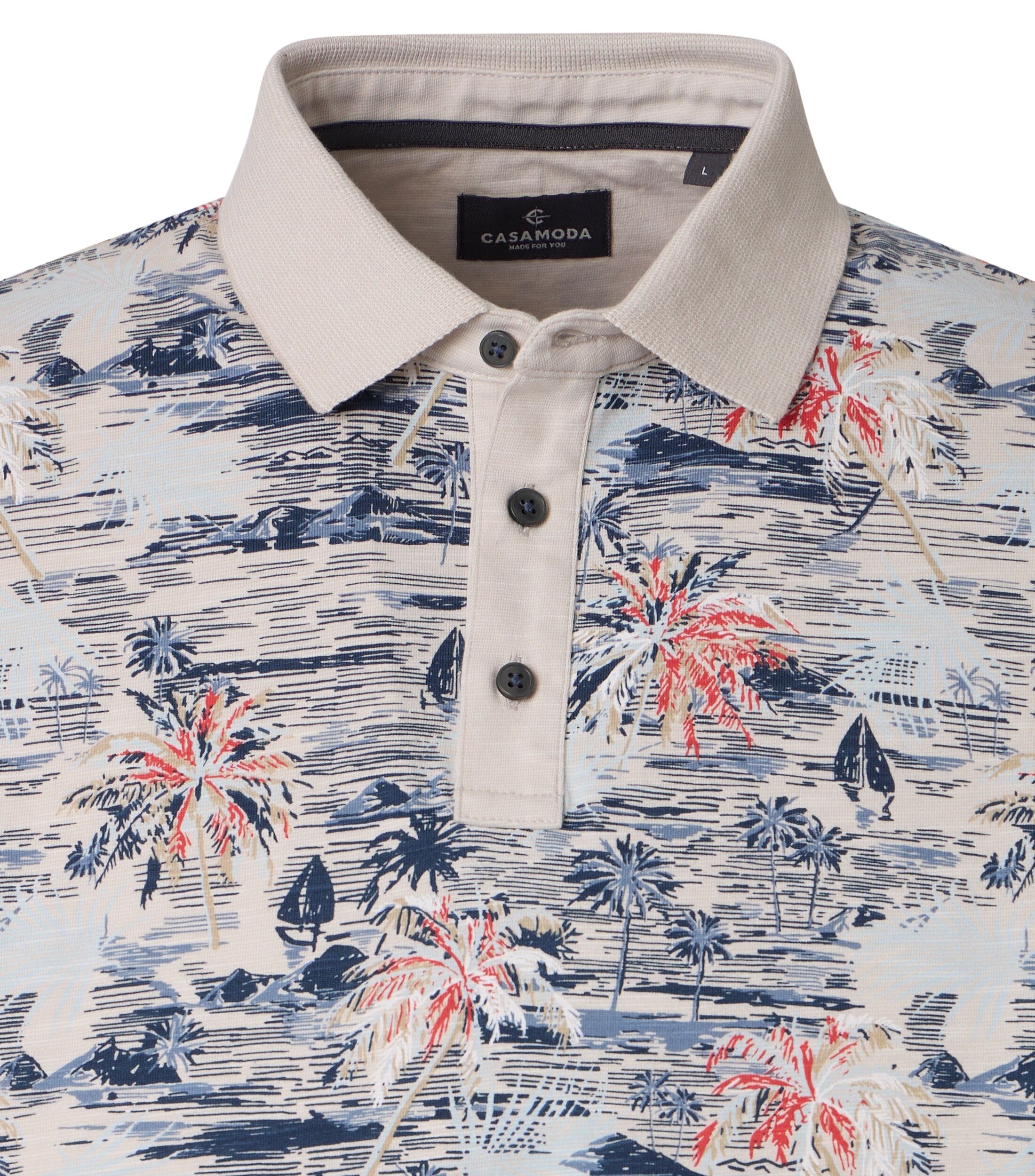 CASA MODA comfort fit heren polo, beige dessin