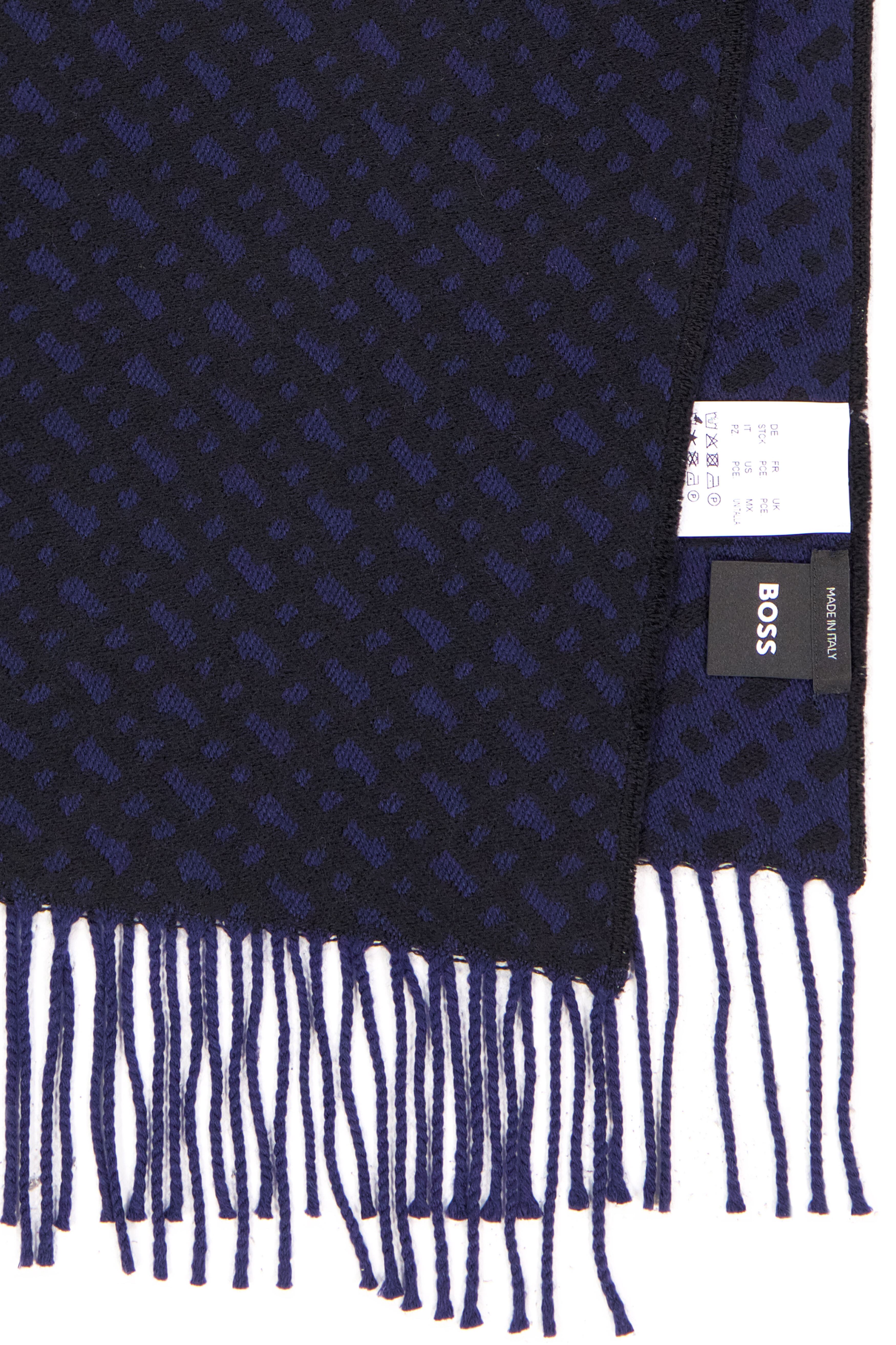 BOSS Naster sjaal wol, heren sjaal gewoven, donkerblauw