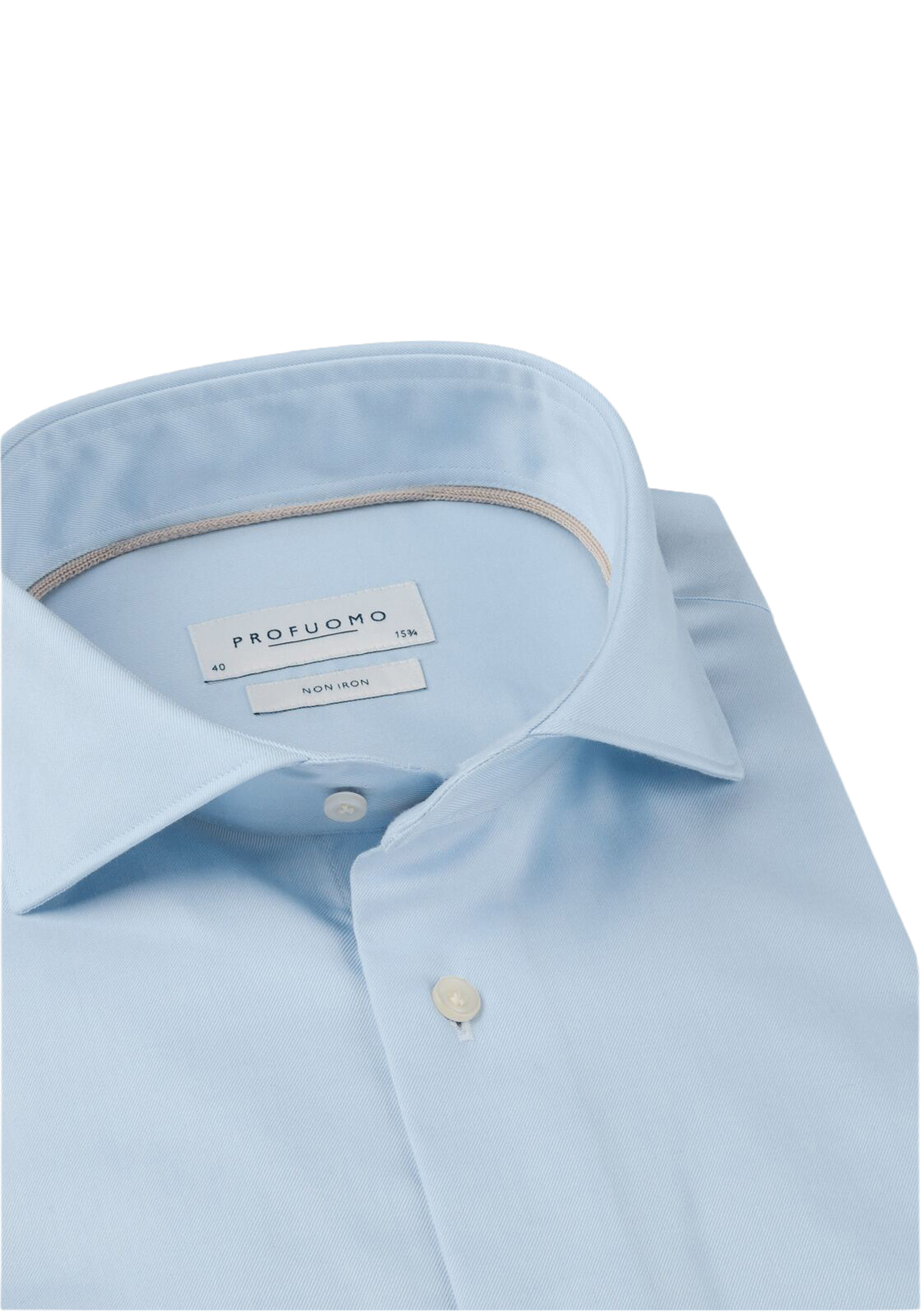 Profuomo slim fit heren overhemd, twill, lichtblauw