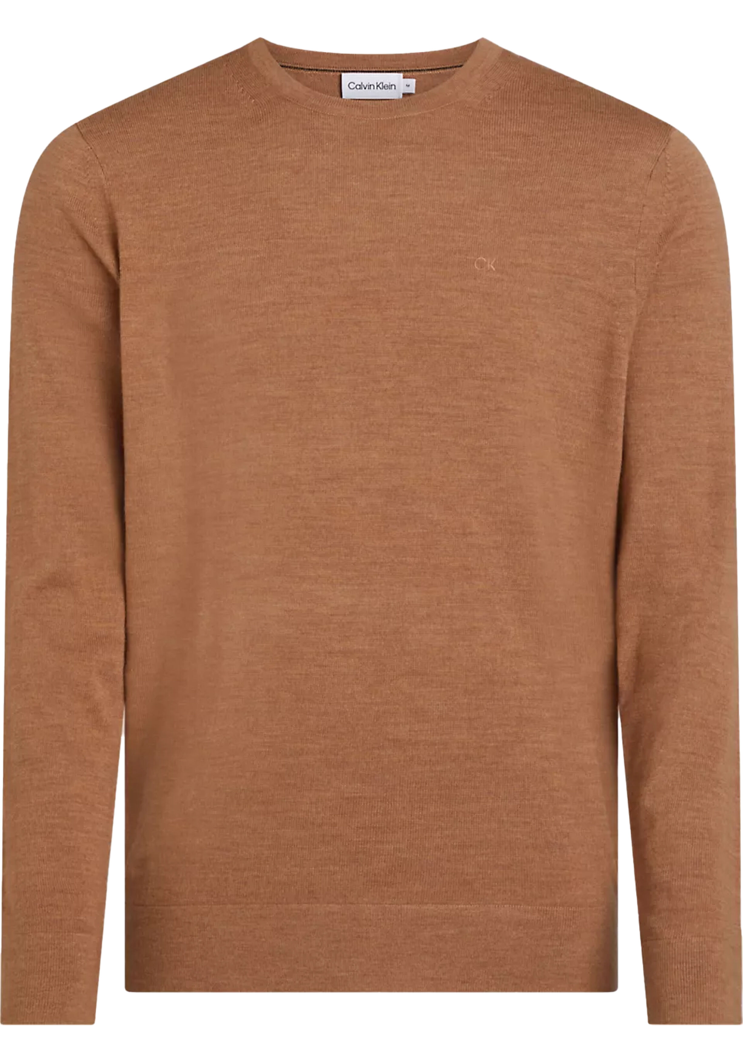Calvin Klein heren pullover wol, donker camel melange