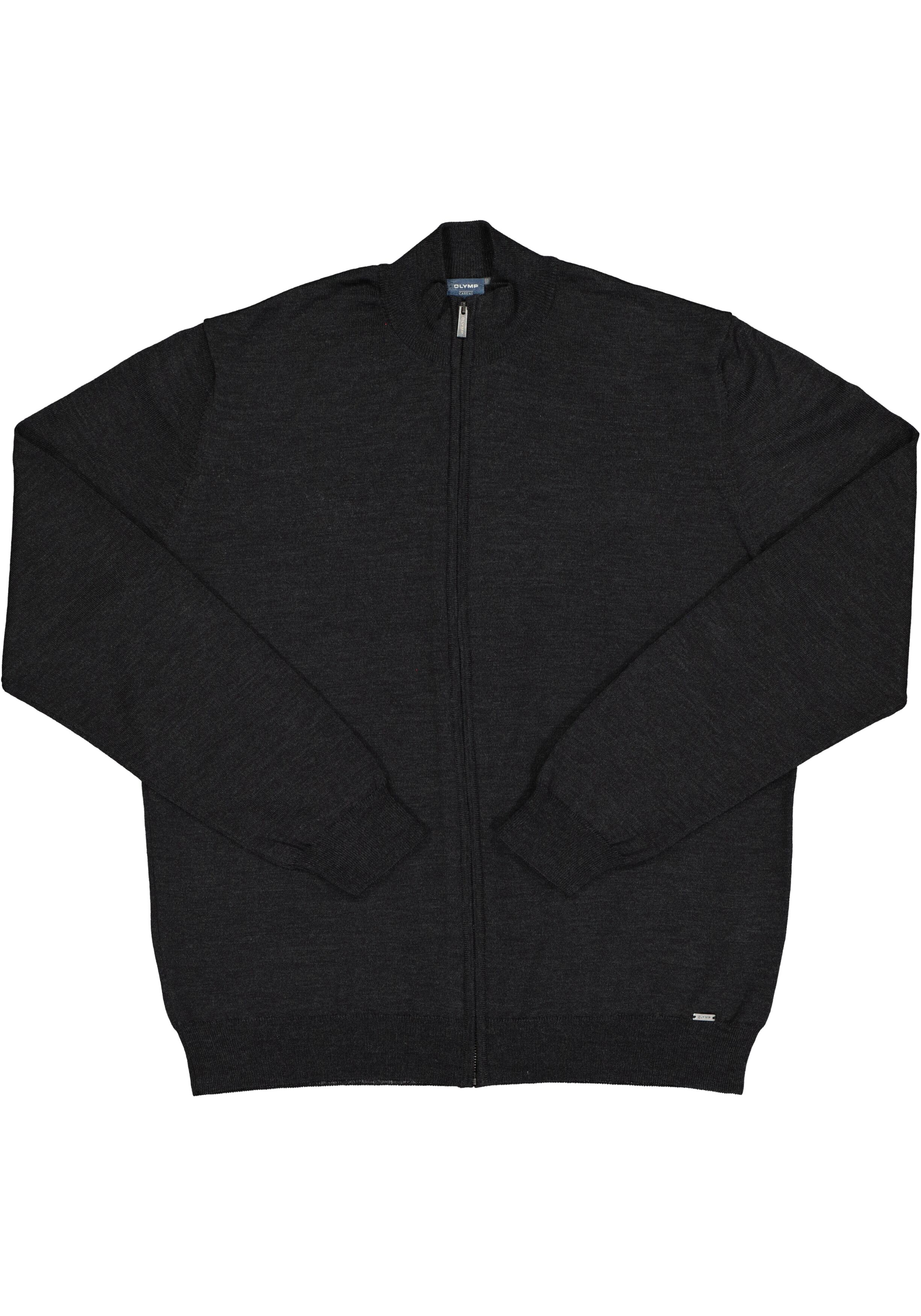 OLYMP modern fit vest wol, antraciet grijs met rits