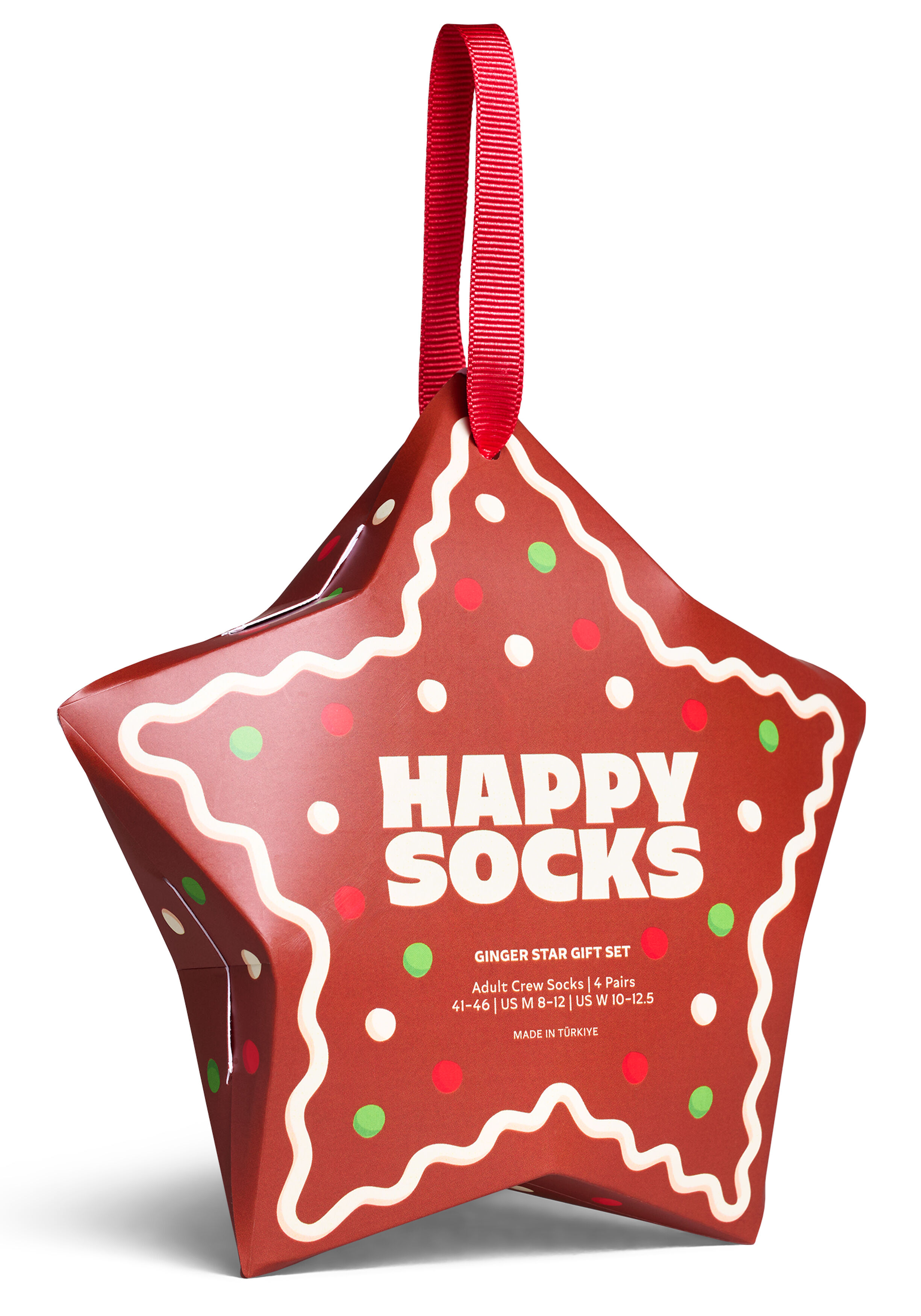 Happy Socks Ginger Star Sock Gift Set (1-pack), unisex sokken in cadeauverpakking, rood