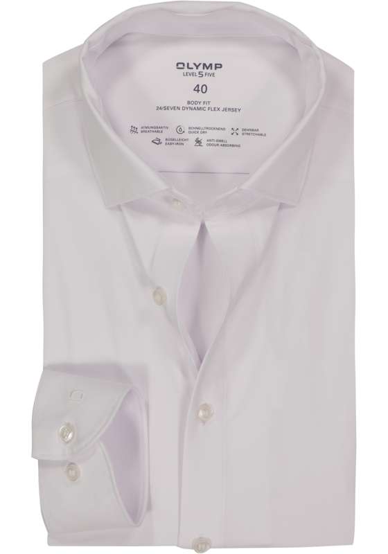 OLYMP 24/7 Level 5 body fit overhemd, tricot, wit OLYMP 24/7 Level 5 body fit overhemd, tricot, wit