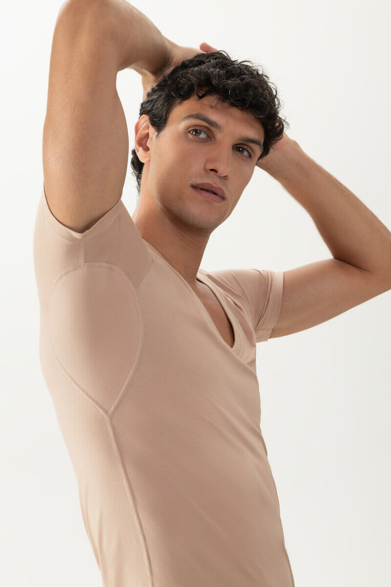 Mey heren v- neck shirt Business Class Premium, T-shirt met V-hals, beige