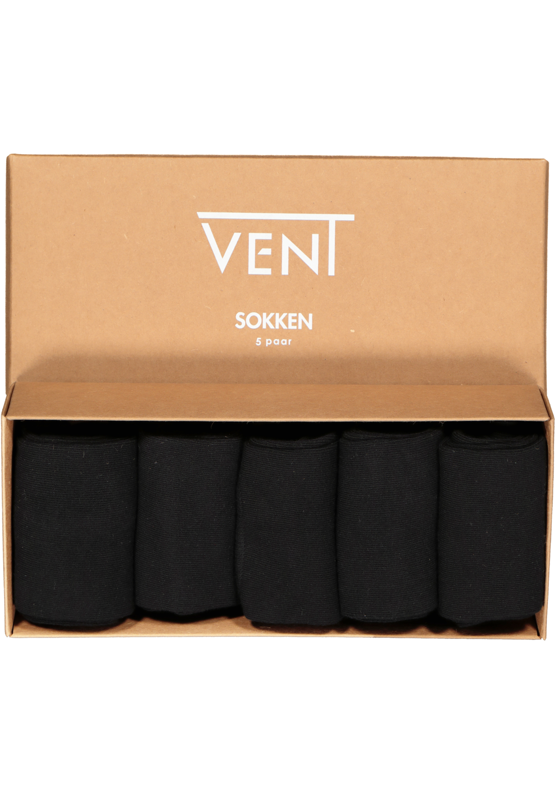 6-8719327452974_vent_sokken_doos_5p_HR VENT herensokken katoen (5-pack), zwart