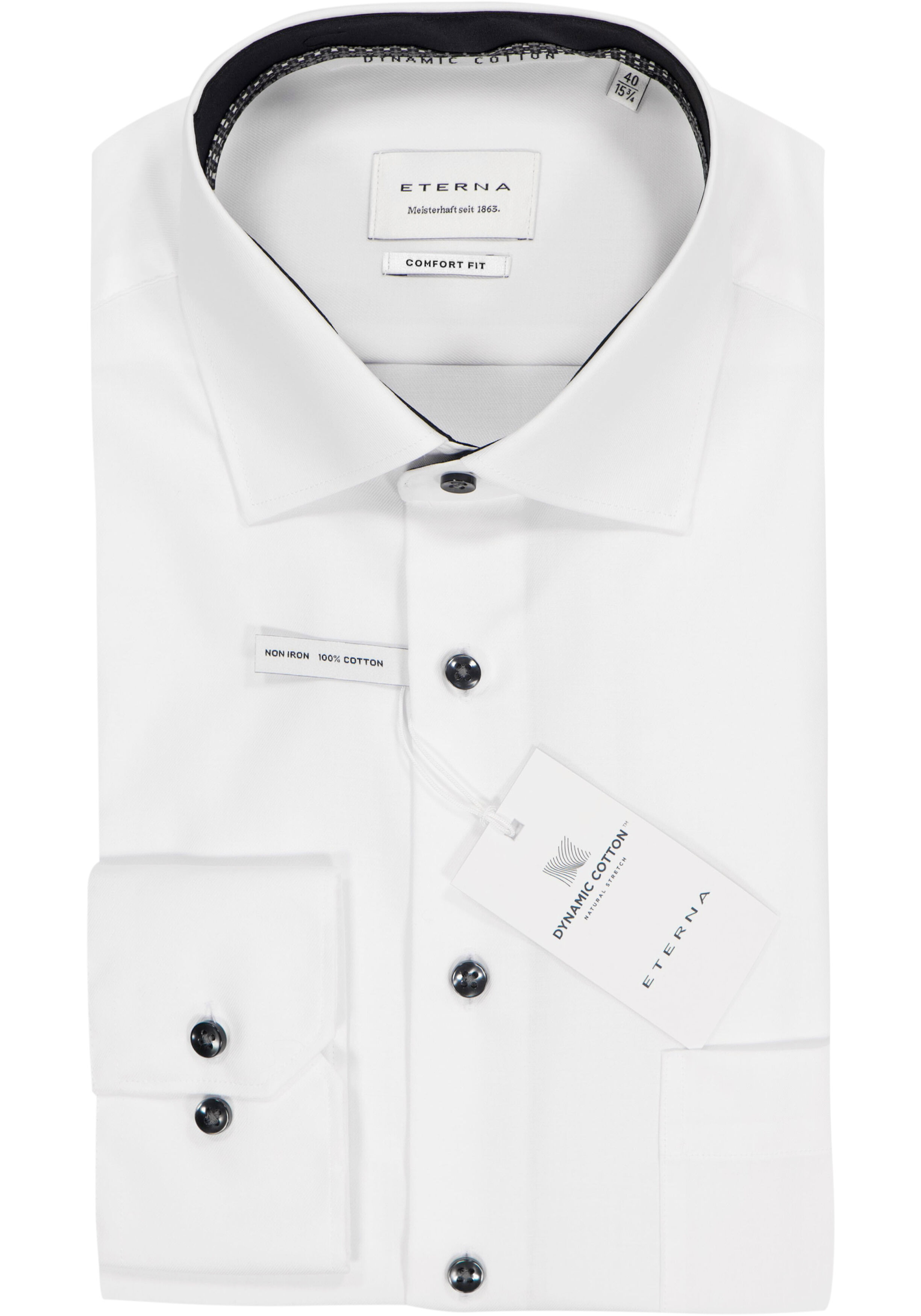 ETERNA comfort fit overhemd, twill, wit