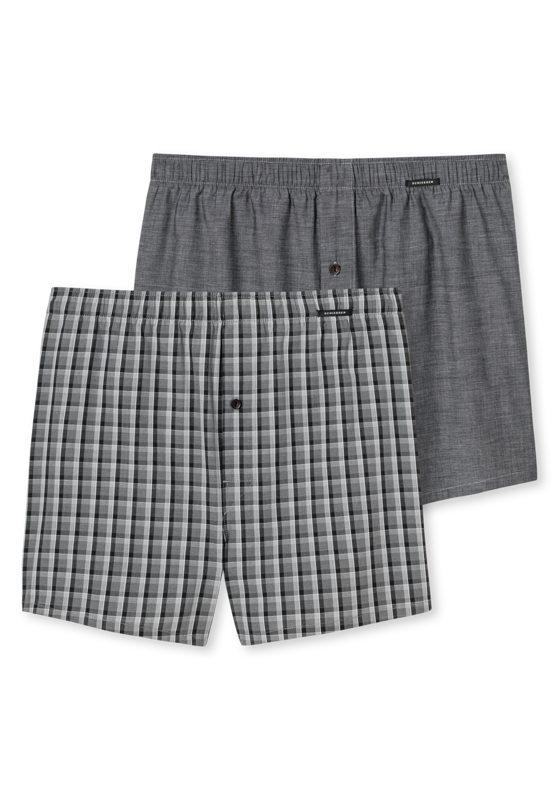 SCHIESSER Boxershorts Multipack boxer (2-pack), heren boxershorts geweven stof zwart geruit SCHIESSER Boxershorts Multipack boxer (2-pack), heren boxershorts geweven stof zwart geruit