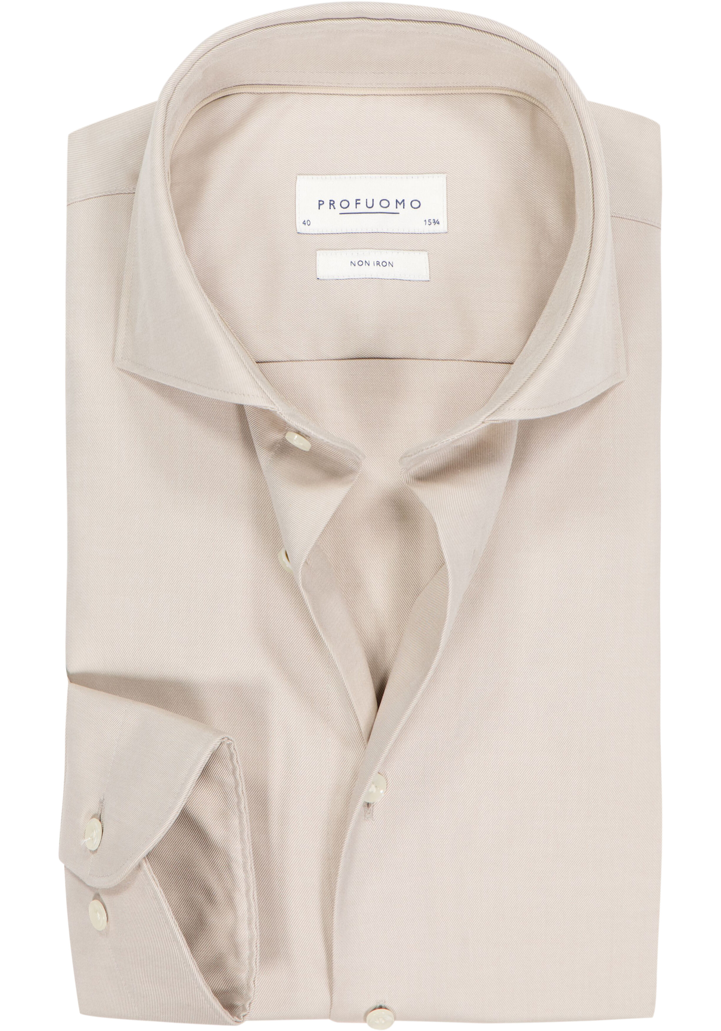 Profuomo slim fit heren overhemd, twill, beige
