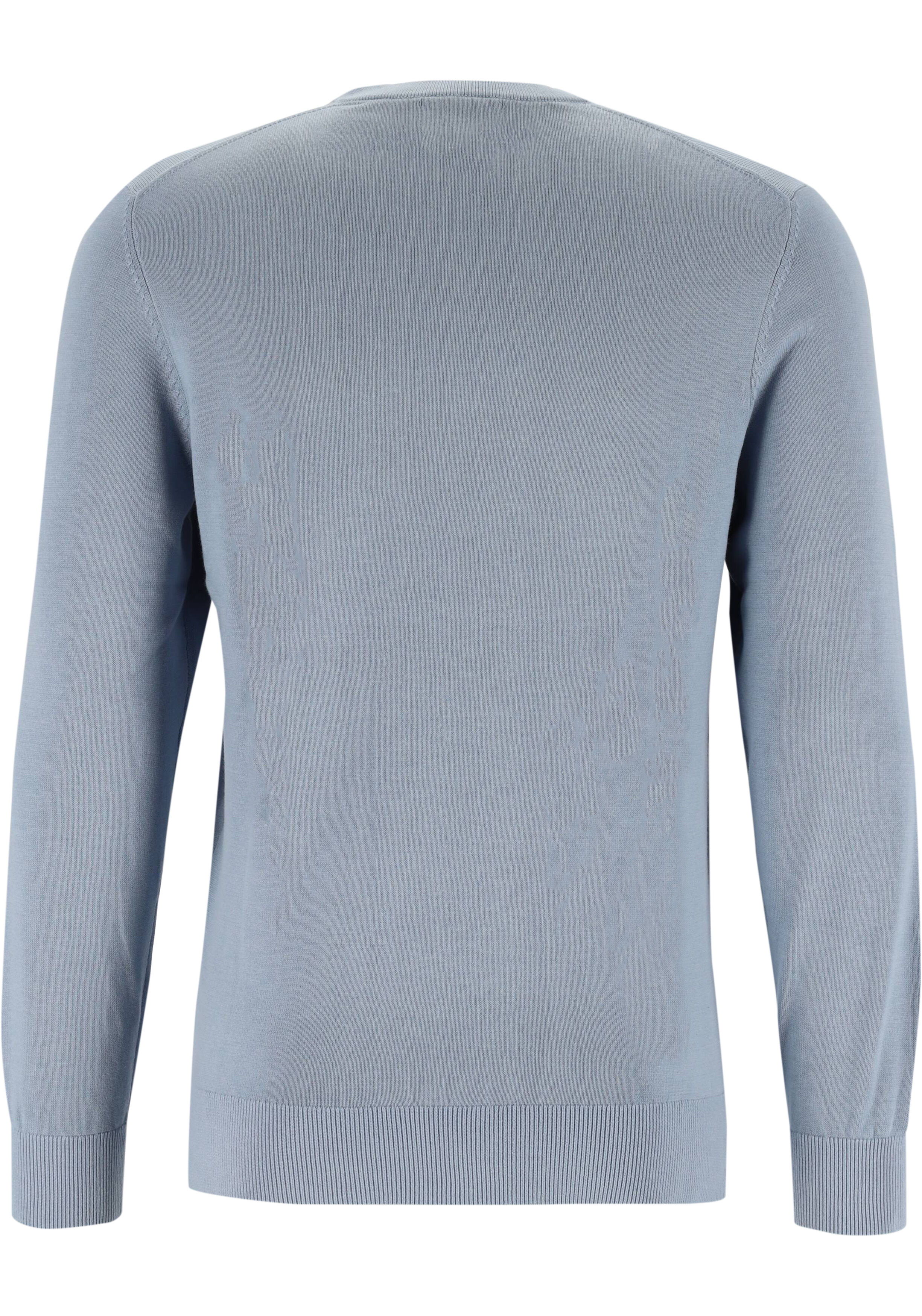 Michaelis heren trui katoenmengsel, slim fit trui met V-hals, blauw
