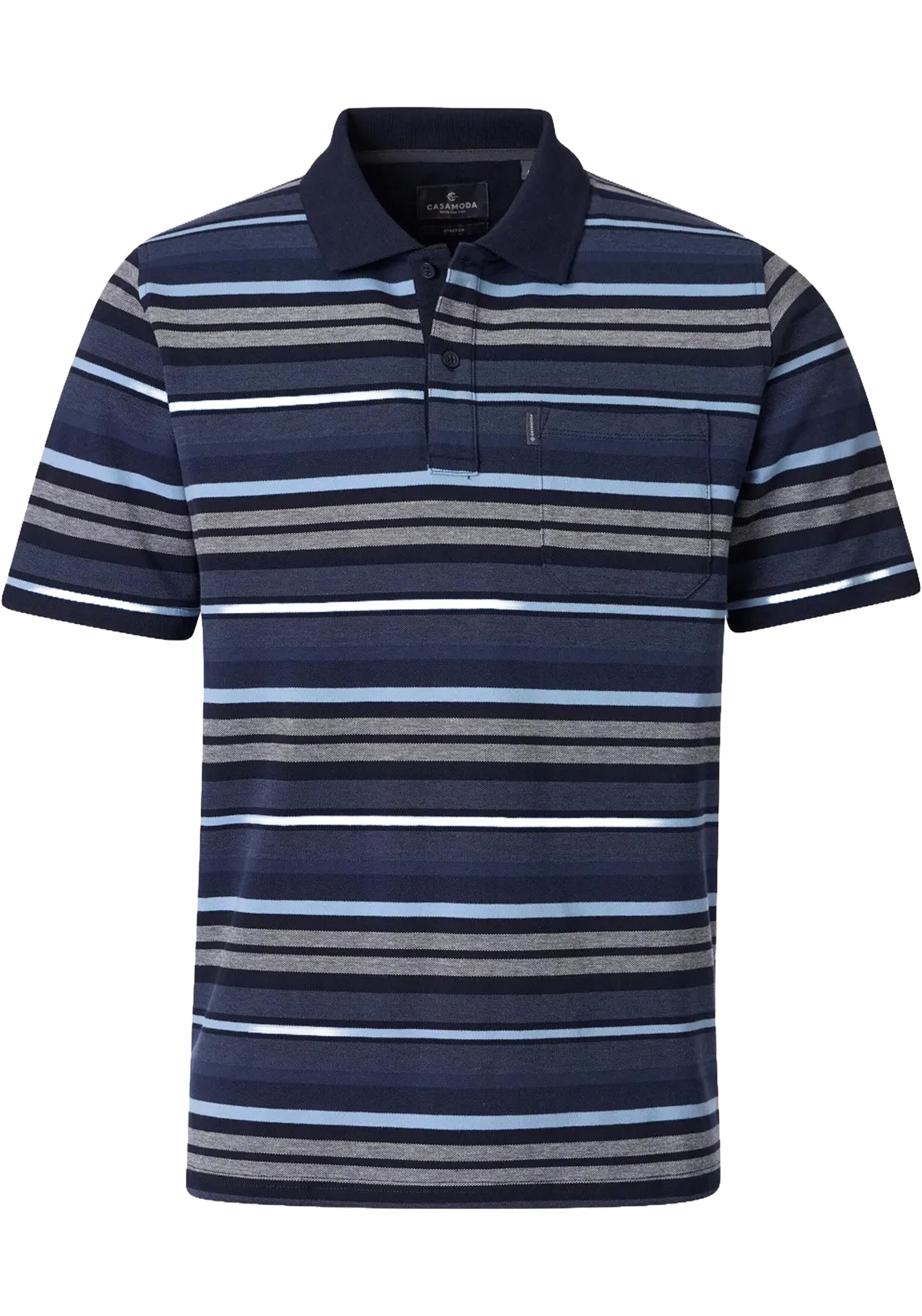 CASA MODA comfort fit heren polo, blauw dessin
