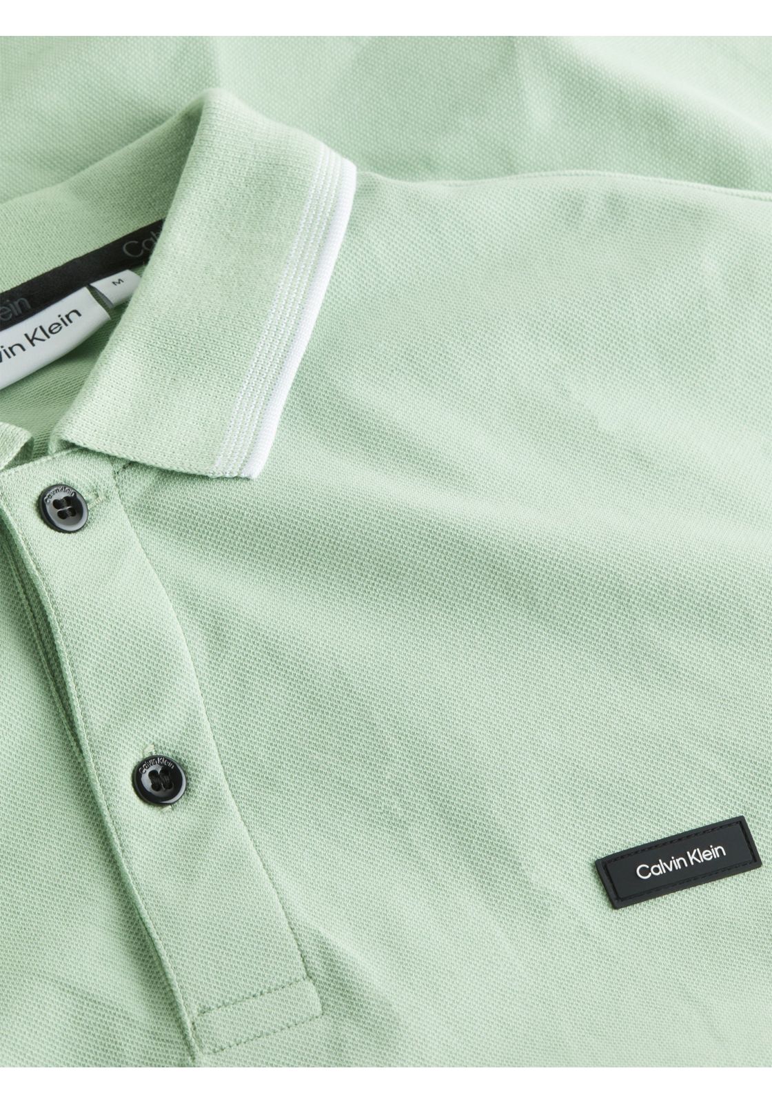 image_3_K10K112944LJ4_D_C4161wid2000amphei2000ampop_usm1710 Calvin Klein Stretch Pique Metal Button Slim Polo, heren poloshirt, lichtgroen