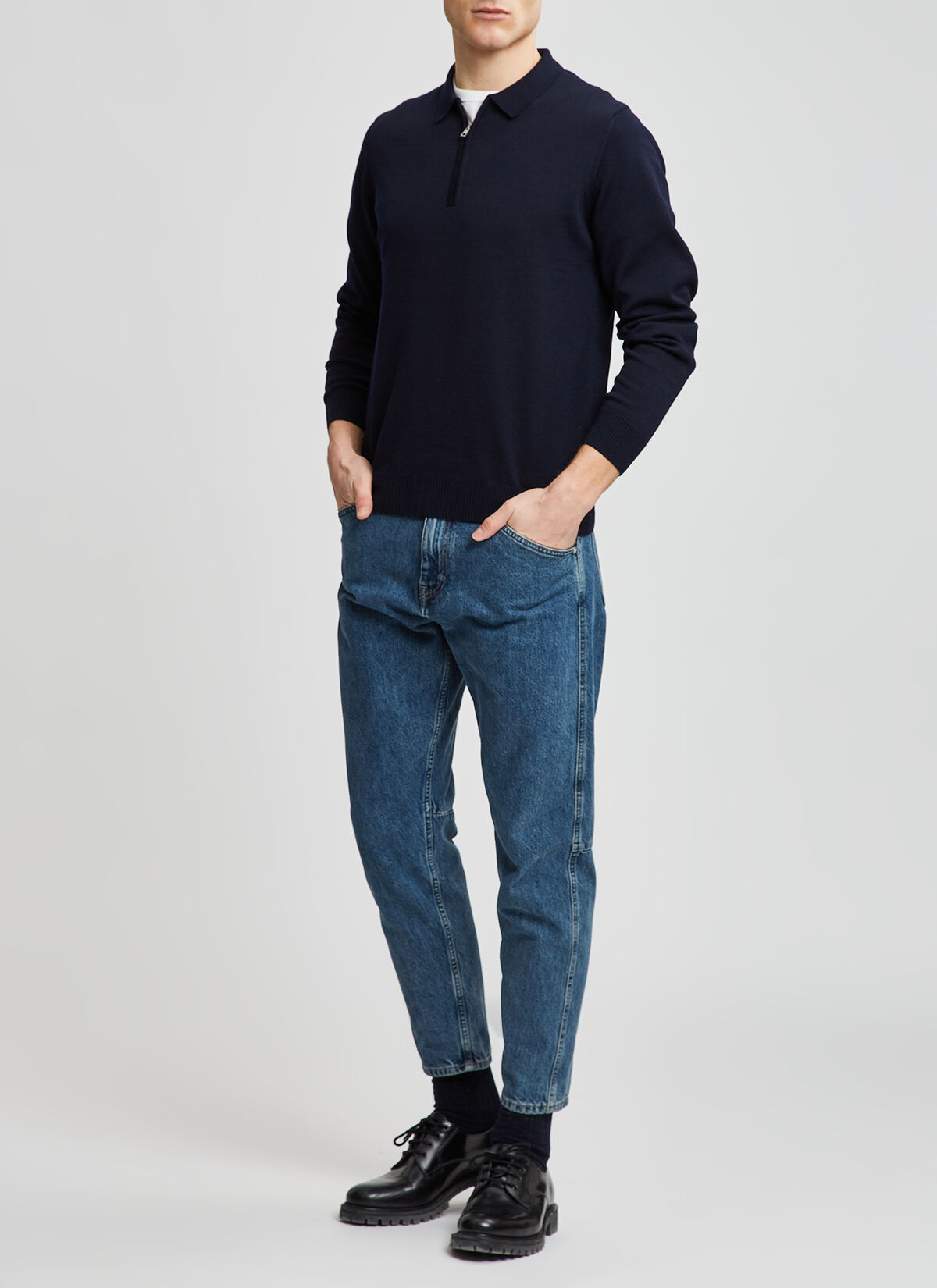 MAERZ Regular Fit heren pullover wol, navy blauw