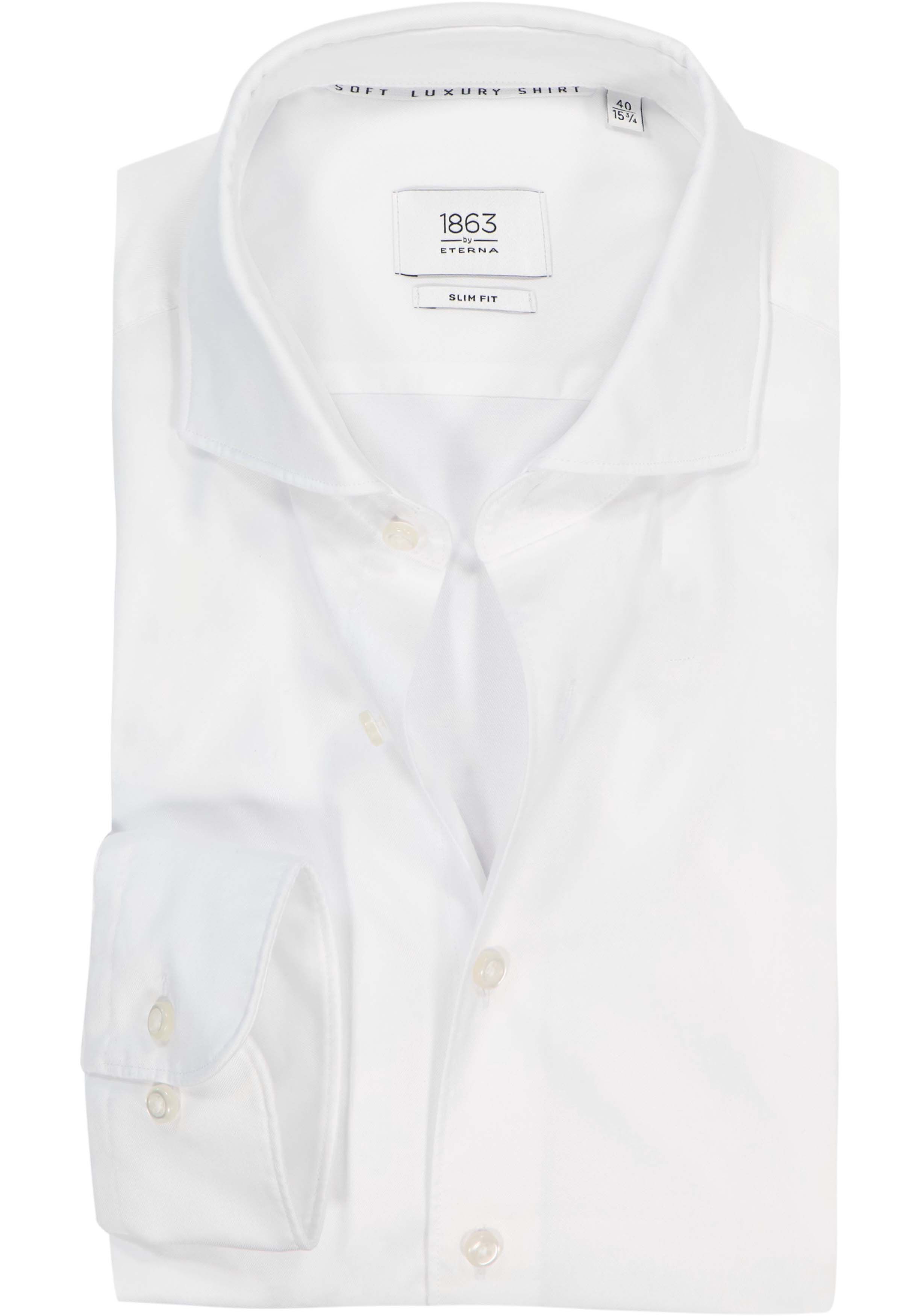 ETERNA 1863 slim fit casual Soft tailoring overhemd, twill heren overhemd, wit