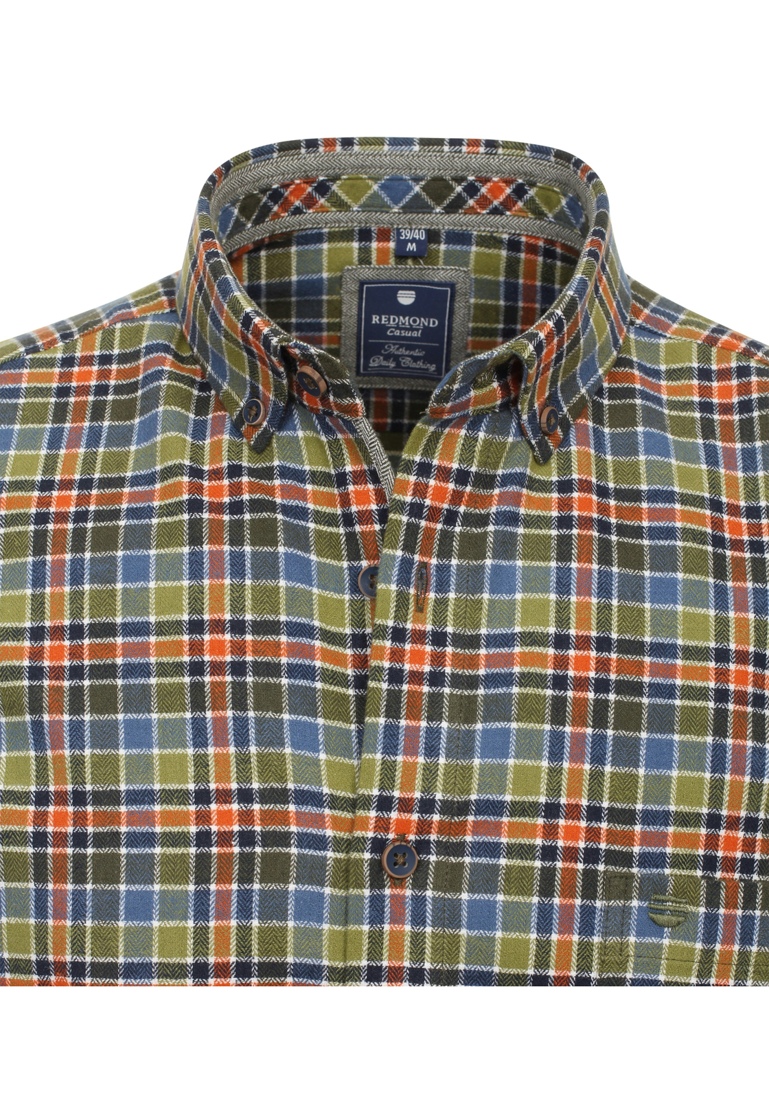 Redmond comfort fit overhemd, popeline, groen geruit - 242160111-60 Redmond comfort fit overhemd, popeline, groen geruit - 242160111-60