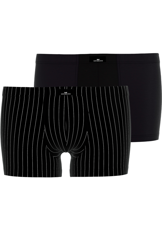 Gotzburg heren boxer normale lengte (2-pack), zwart en zwart-wit gestreept Gotzburg heren boxer normale lengte (2-pack), zwart en zwart-wit gestreept