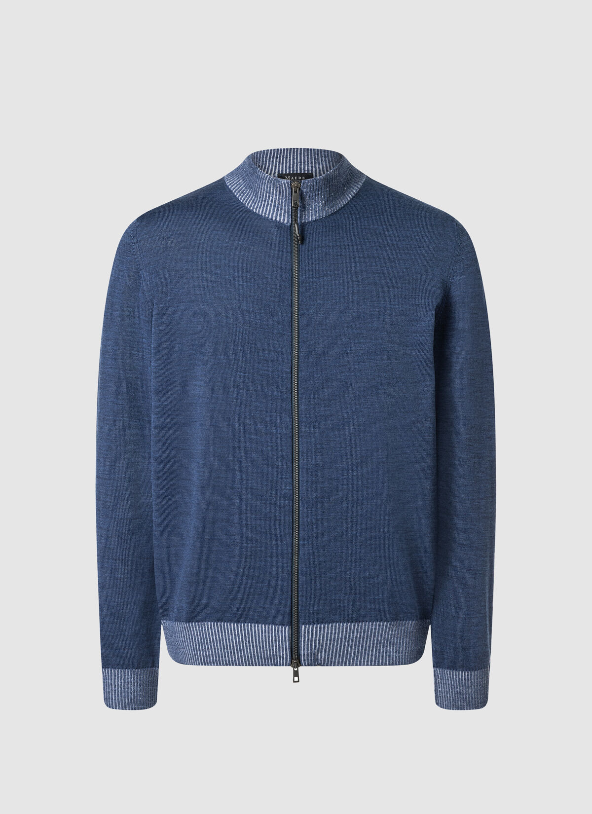 MAERZ Regular Fit heren vest met rits wol, middenblauw