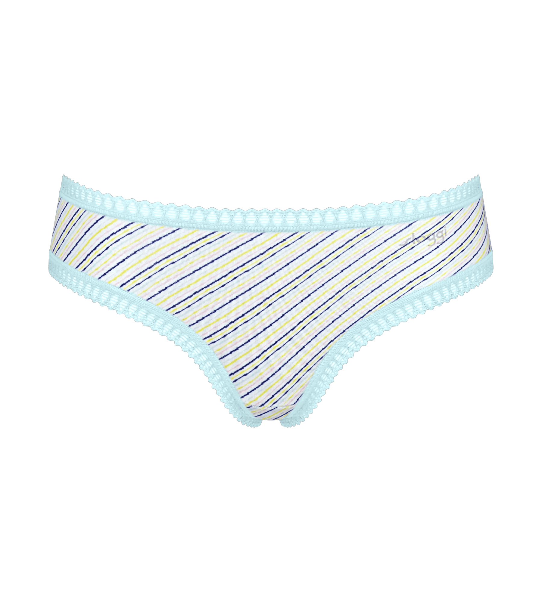 Sloggi Women GO Crush Hipster (3-pack), dames slip, lichtblauw, kobaltblauw en blauw, wit en geel gestreept