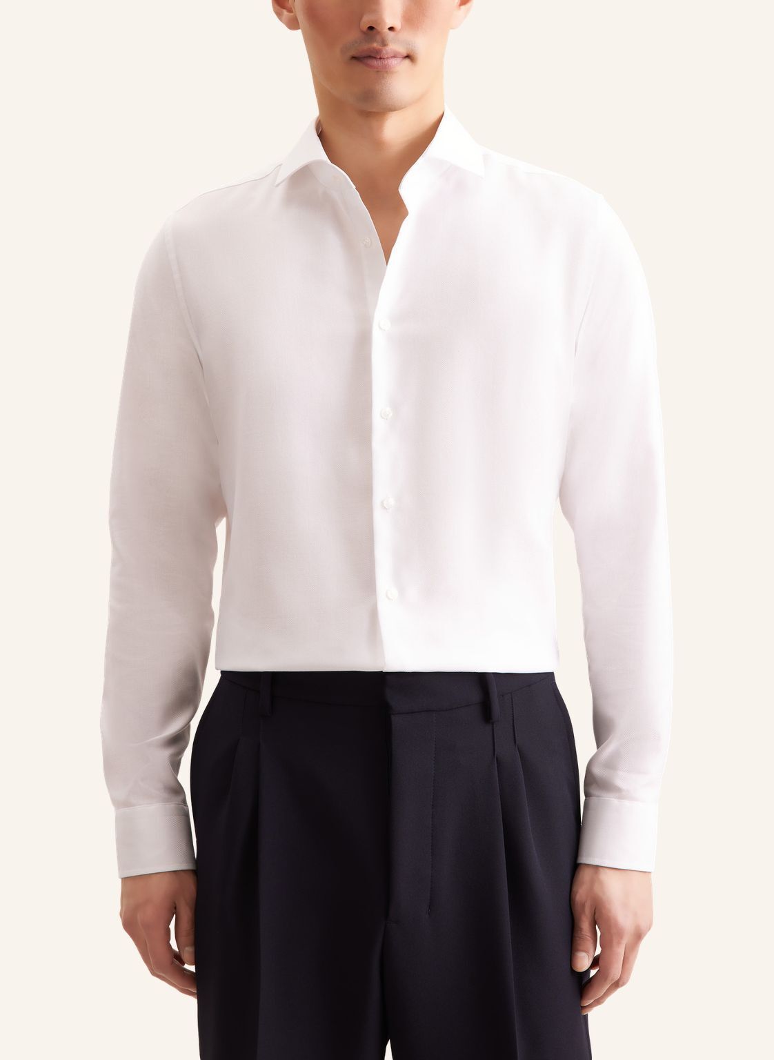 Seidensticker slim fit overhemd, herringbone, wit