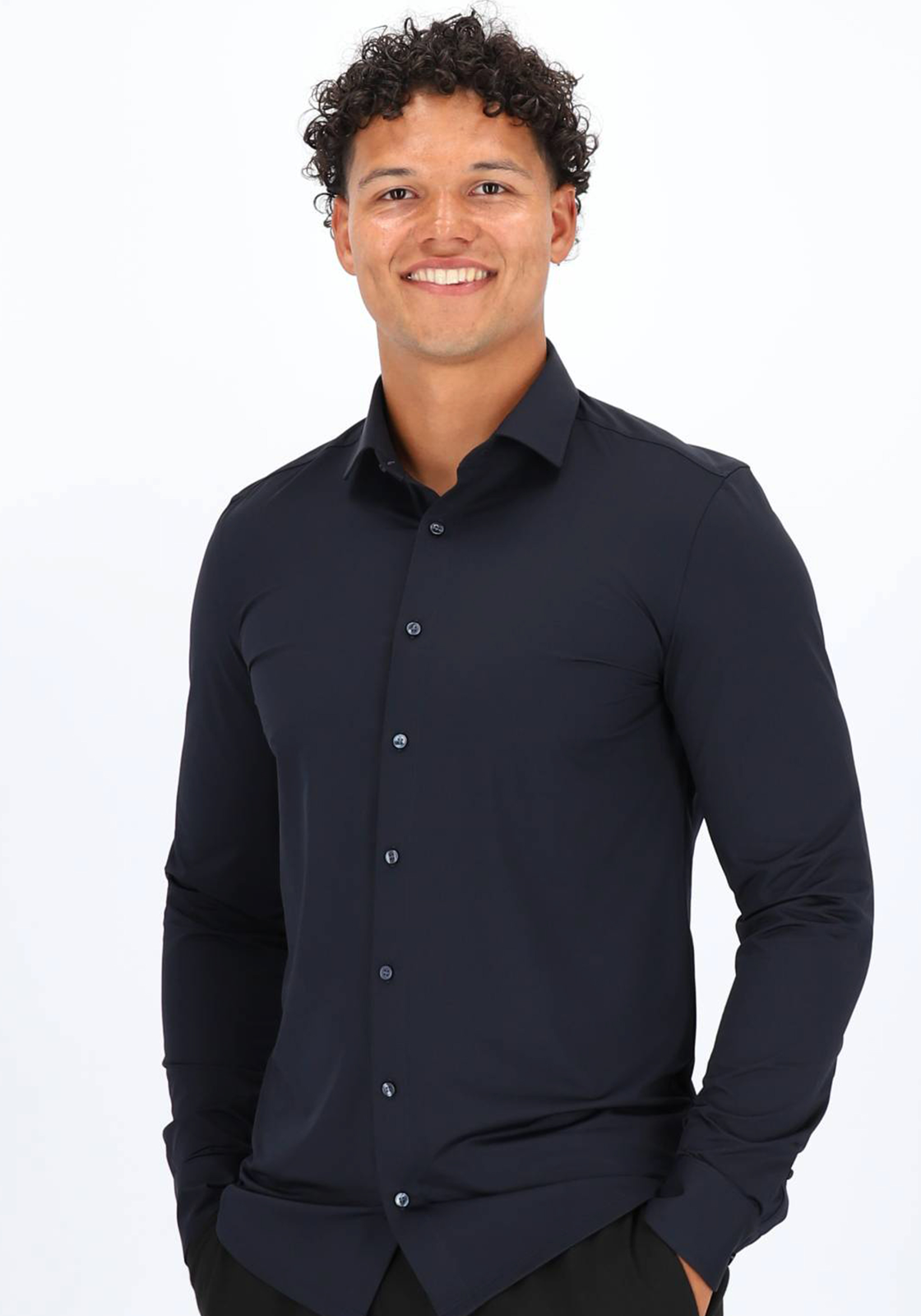 OLYMP 24/7 Level 5 body fit overhemd, tricot, marine blauw OLYMP 24/7 Level 5 body fit overhemd, tricot, marine blauw