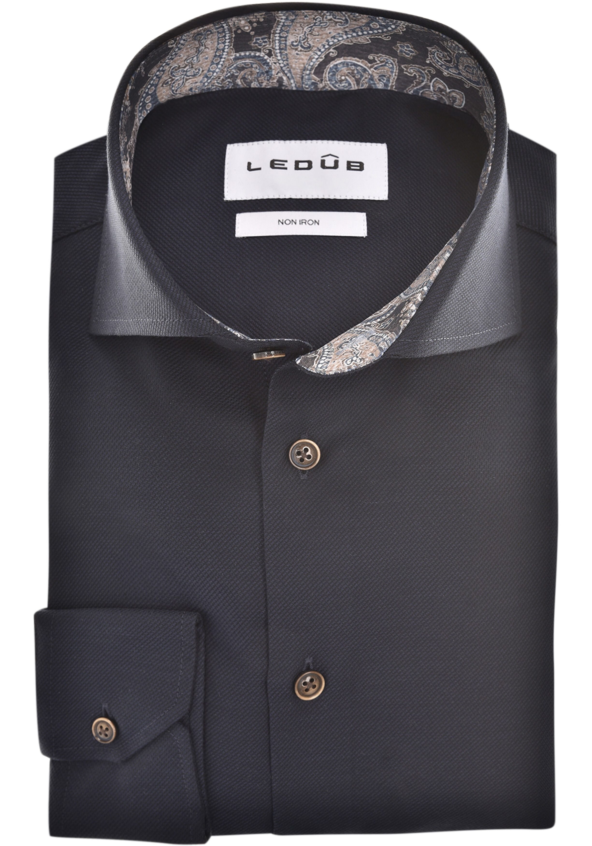 Ledub modern fit overhemd, popeline, donkerblauw